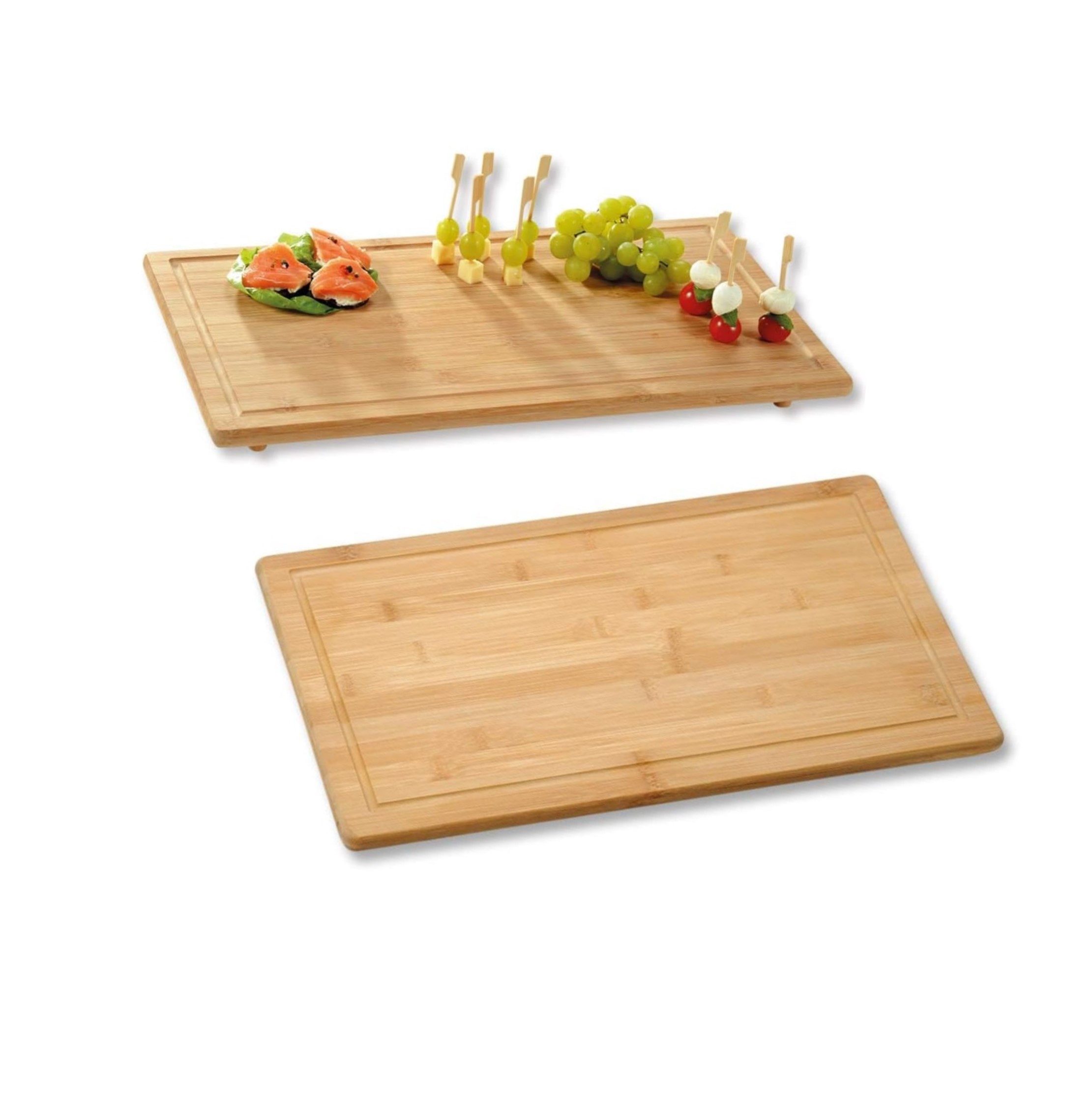Kesper Herd-Abdeckplatte Schneide- und Abdeckplatte 50x28x4 cm aus FSC Bambusholz, 2 Stück, Für Ceranfeldabdeckung geeignet