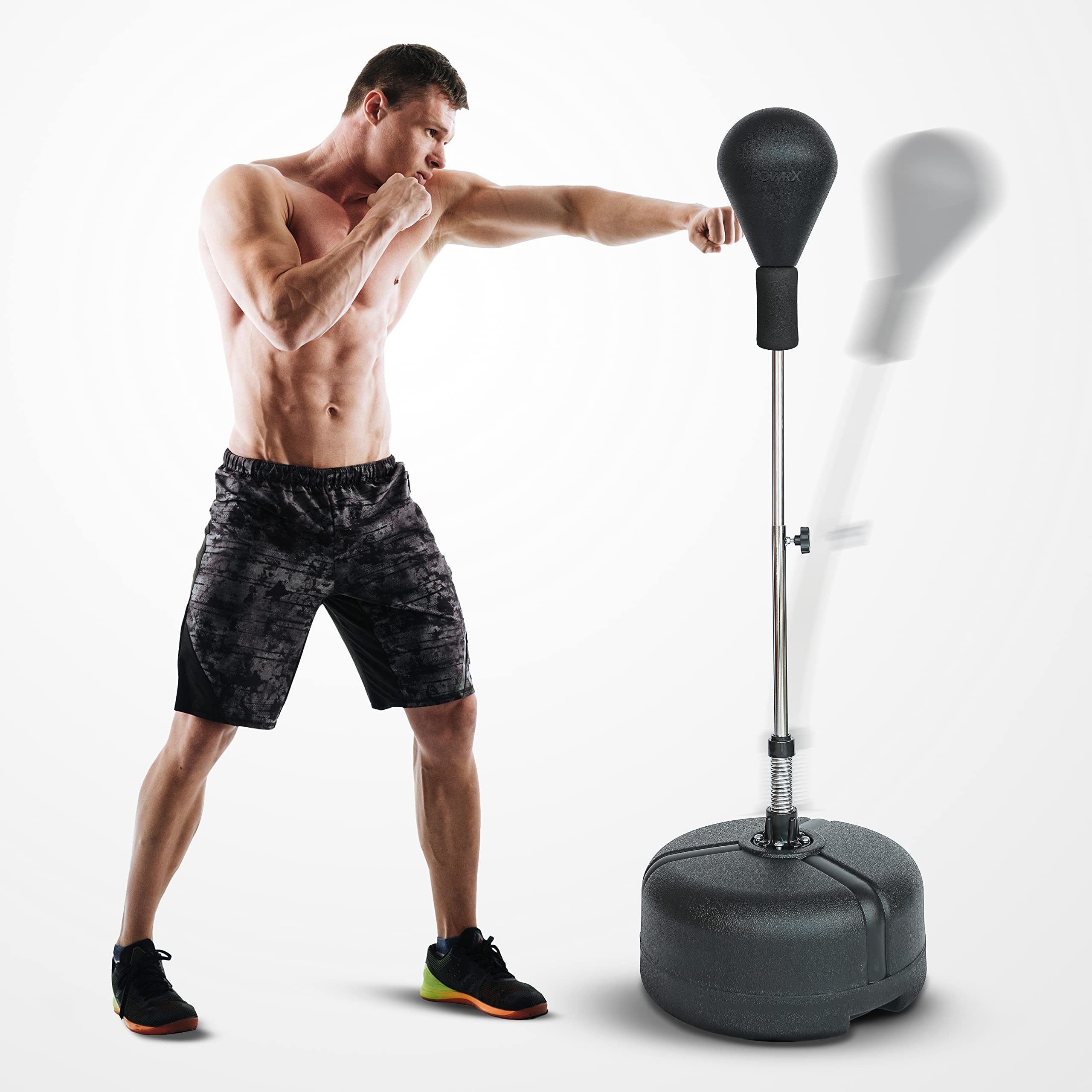 POWRX Punchingball Höhenverstellbarer Standbox Trainer für Boxing Workout 110-150 cm, Schwarz