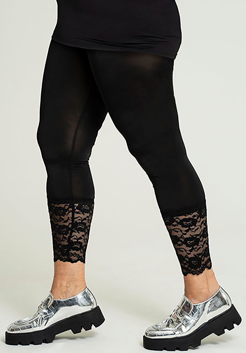 SANDGAARD Leggings mit Spitze am Beinabschluss