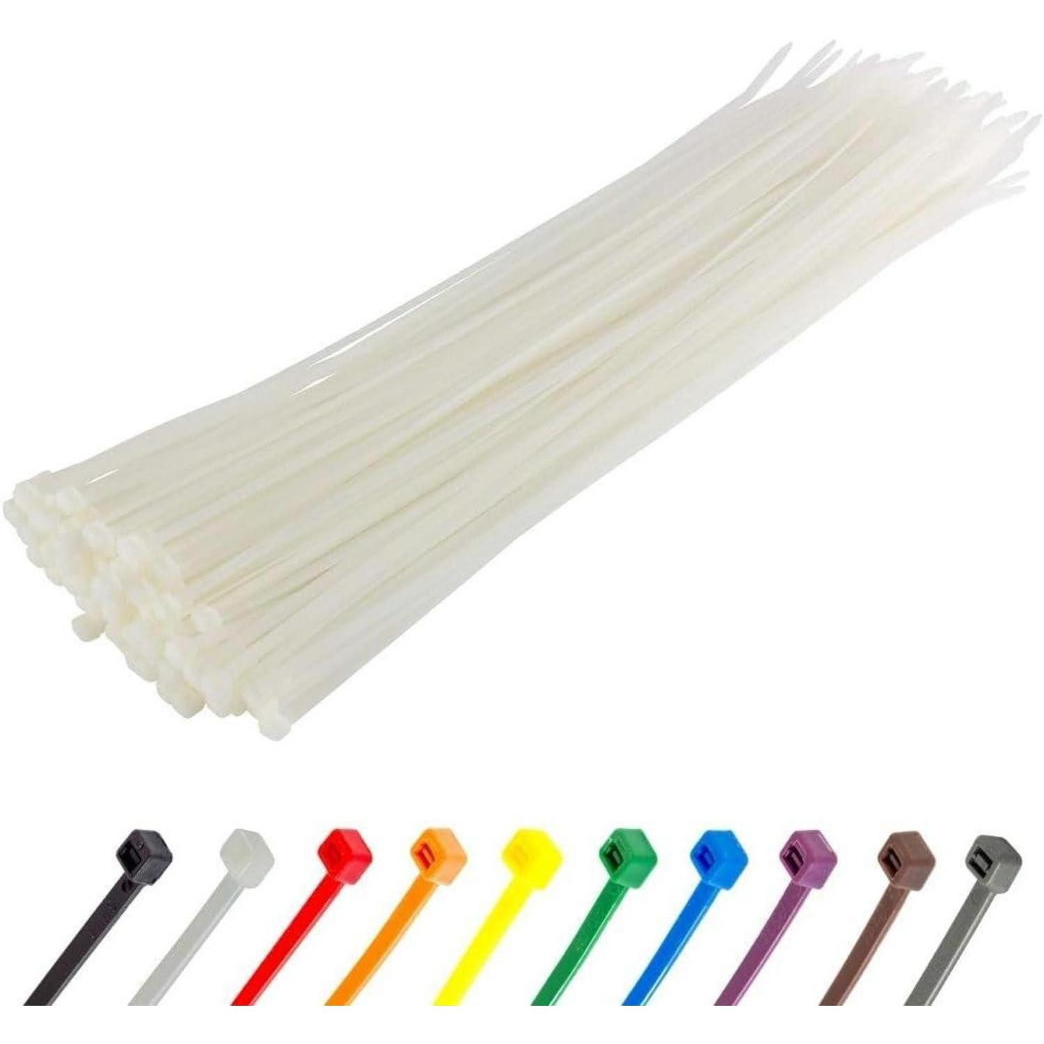 LuxusKollektion Kabelbinder Kabelbinder 100 Stück Transparent UV 300 mm x 3,6 mm Weiß Naturfarben (100-St)