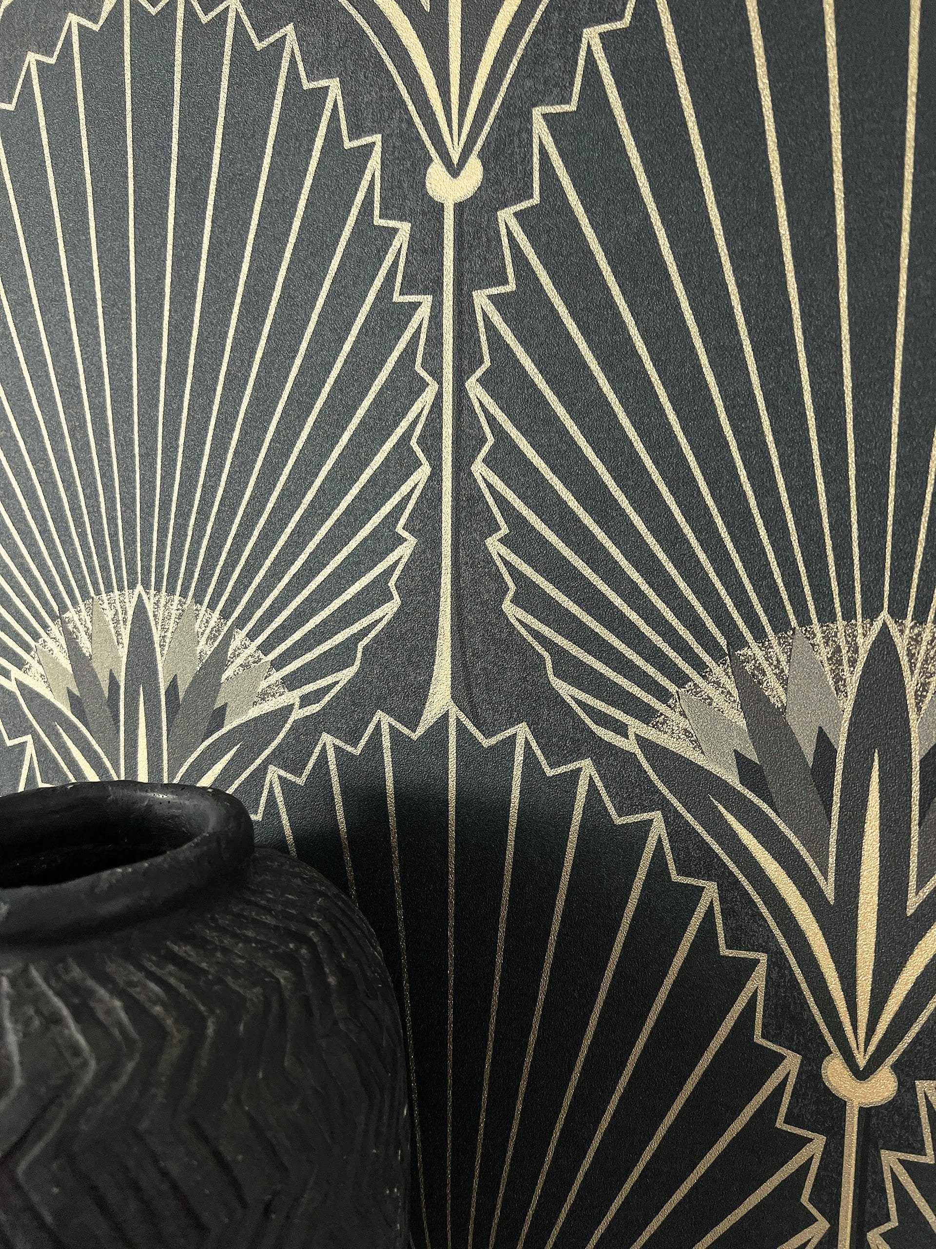 Newroom Vliestapete, Schwarz Tapete Modern Ornamente günstig online kaufen