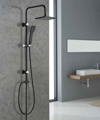 Vereg Duschsystem FINE SHOWER NAKIA, 1 Strahlart(en), Duschsäule in matt schwarz inklusive Kopf- und Handbrause