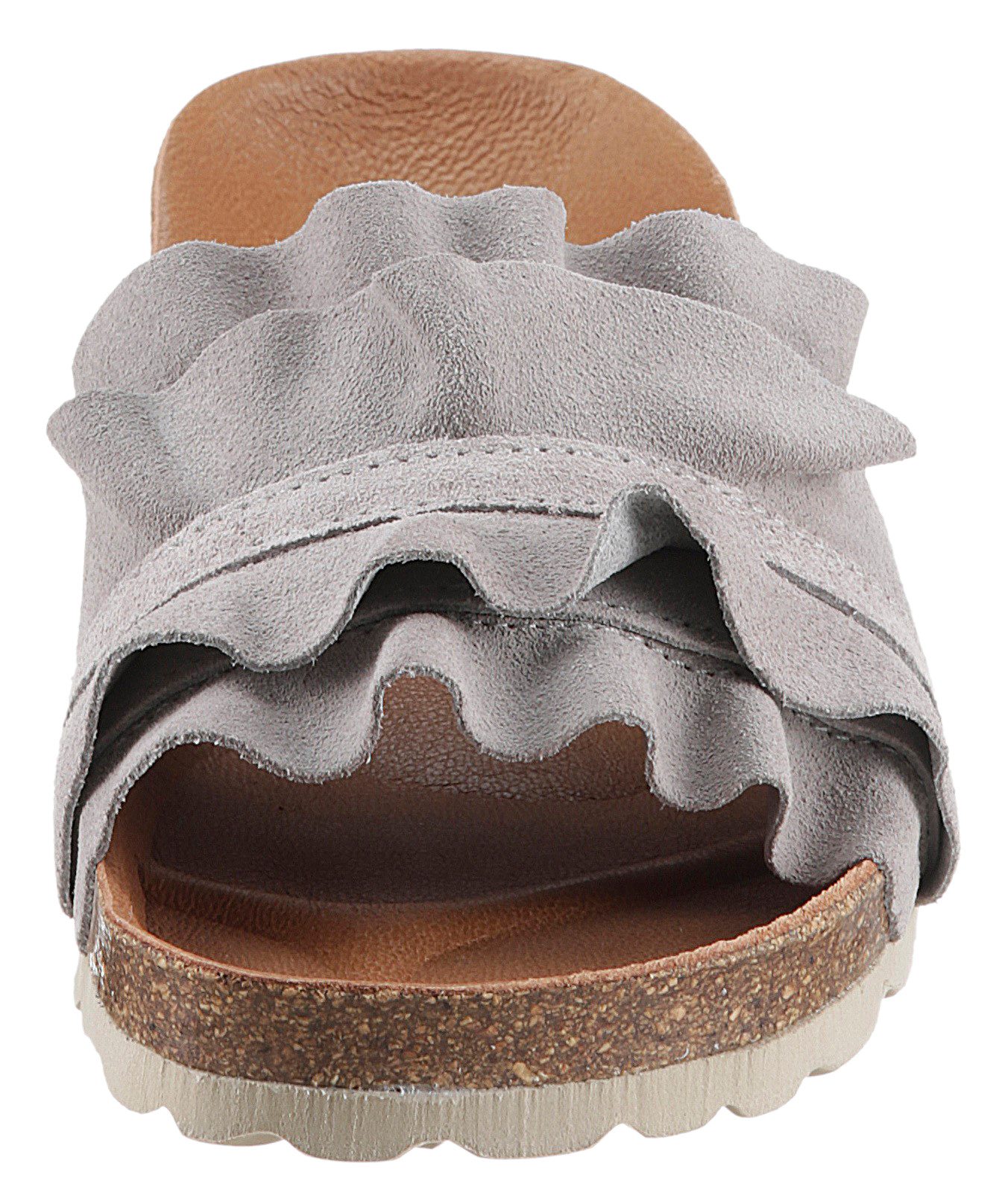 VERBENAS Rocio Roda Pantolette Sommerschuh, Flat mit geschwungenen Laschenstoff