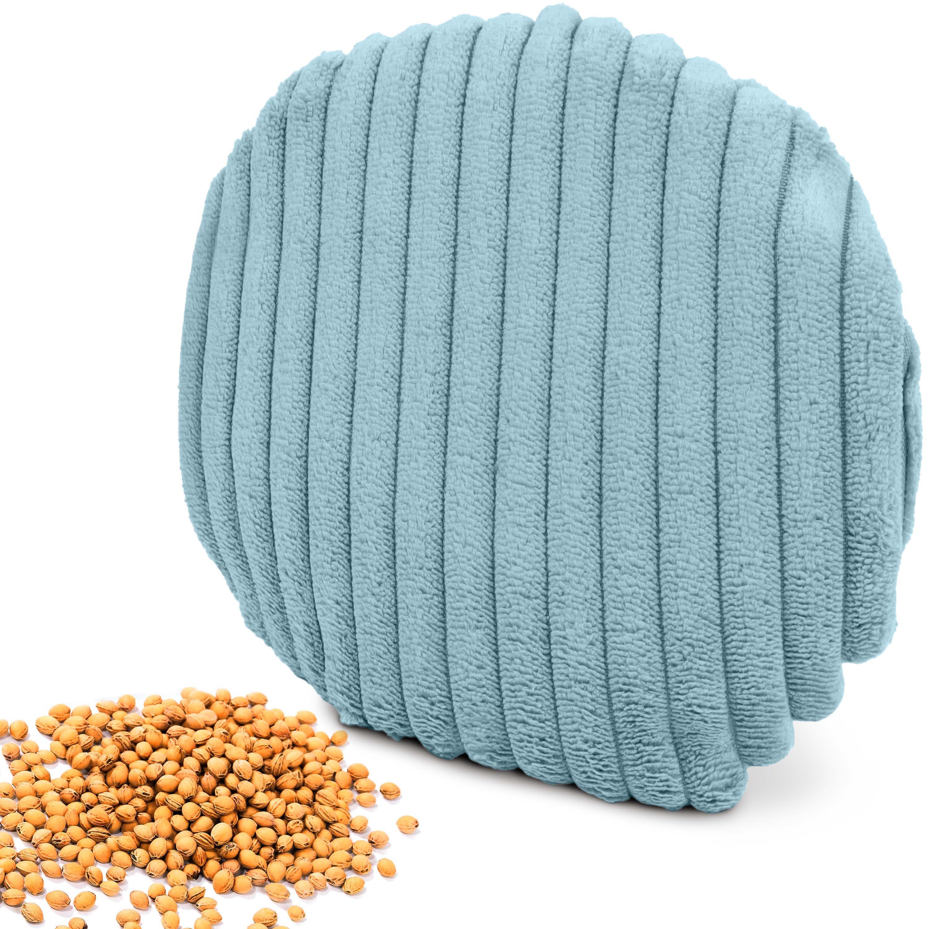 Amilian Подушка из вишневой косточки - rundes Грелки / Kältekissen mit 100 % Kirschkernen - Ø16 cm, Ideal für punktuelle Wärme- und Kälteanwendungen, mikrowellengeeignet, ideal für Hände, Nacken, Schulter, Bauch