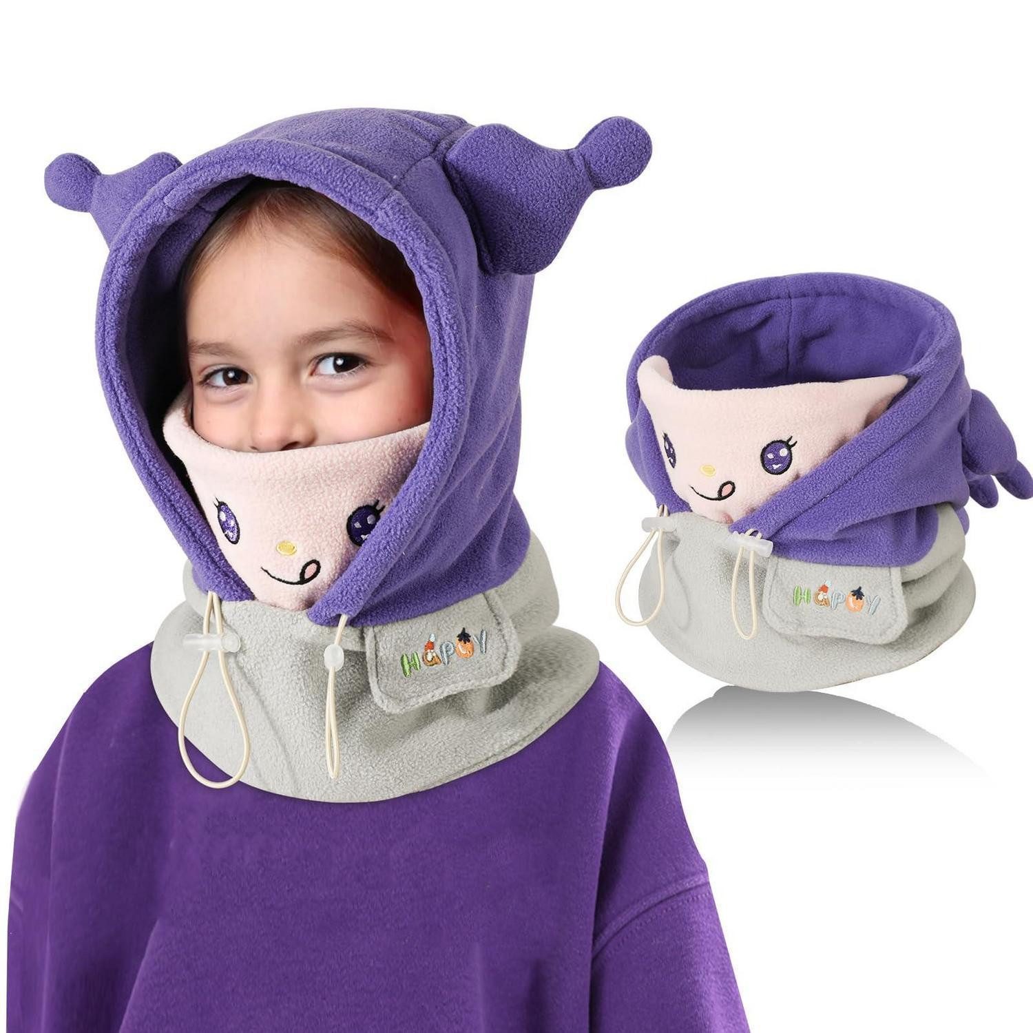 LuxusKollektion Sturmhaube Sturmhaube Kinder Balaclava Skimaske Fleece Kinnriemen B-Violett