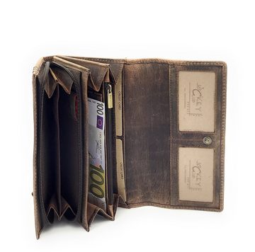 JOCKEY CLUB Geldbörse Kolibri vintage dunkelbraun, echtes Leder mit RFID Schutz