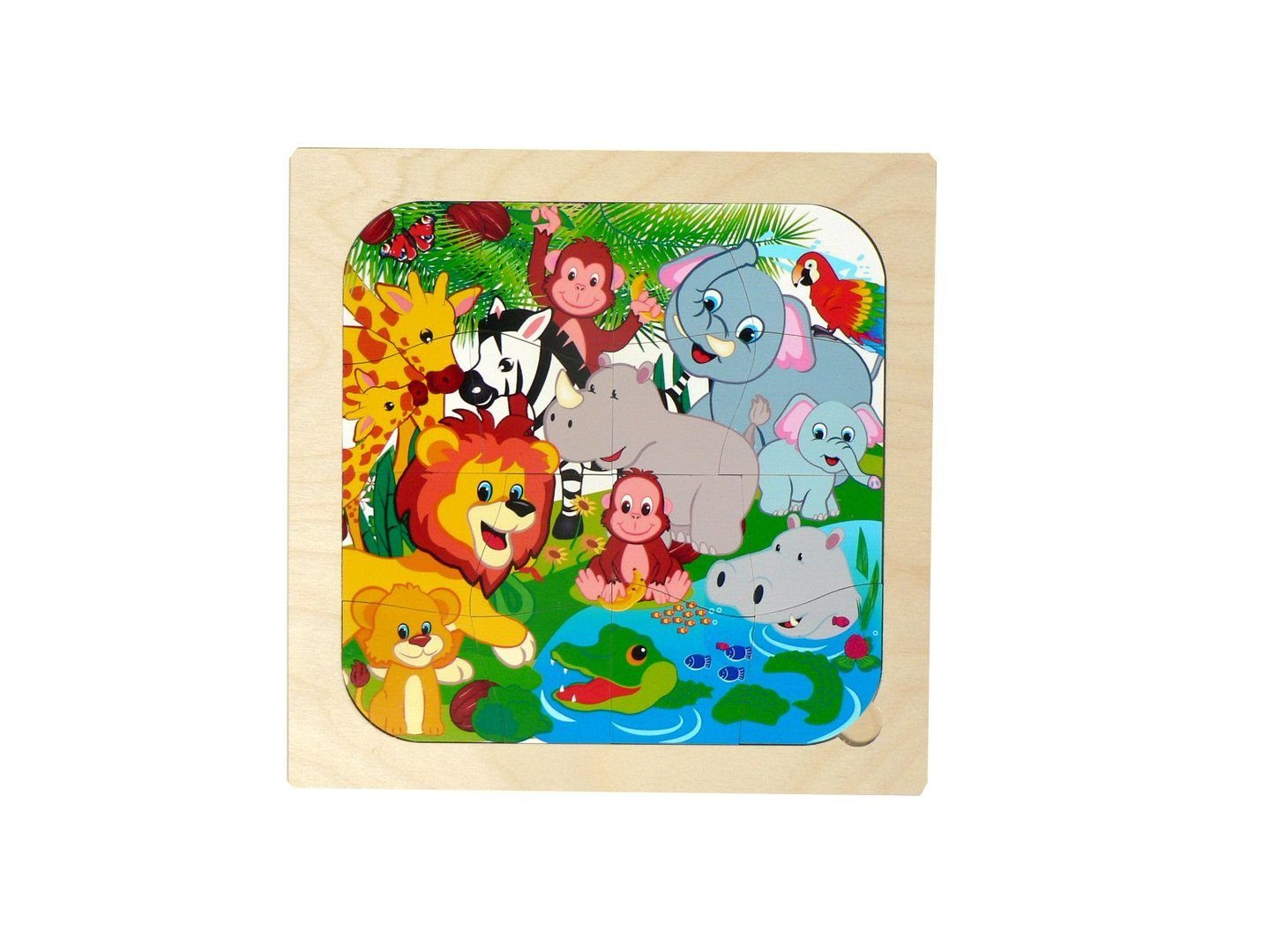 HESS SPIELZEUG Puzzle Holzspielzeug Tierpuzzle Dschungeltiere BxLxH 240x5x240mm NEU, 6 Puzzleteile