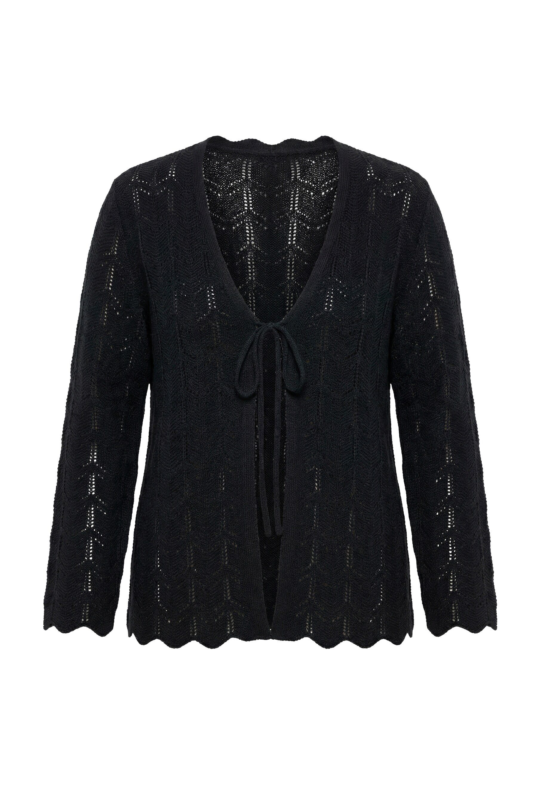 MIAMODA Strickjacke Strickjacke gerade Passform Ajourstrick Langarm