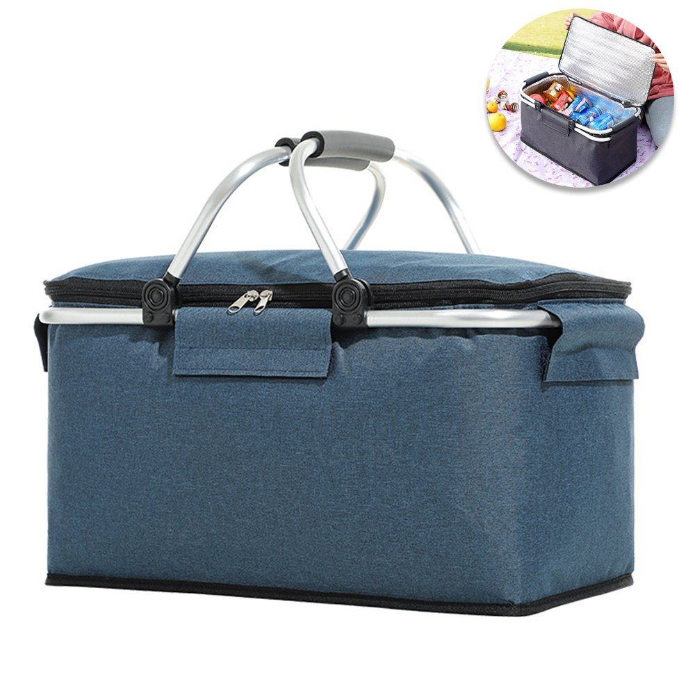 Kühltasche Dekorative Picknickkorb, Blau Große für Lunchtasche, Kühltasche isolierte Camping 22L