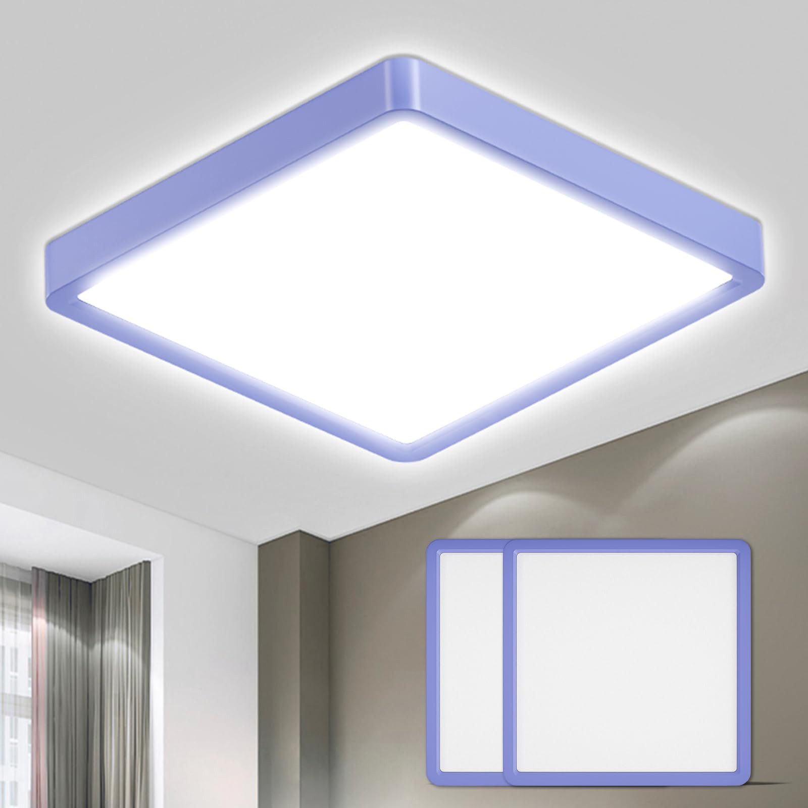 LQWELL LED Deckenleuchte Moderne Natürliche Farben Augenschutz Deckenbeleuchtung Decke 23W, LED fest integriert, 2 ST-Warmweiß (3000K)/ Neutralweiß (4000K)/ Kaltweiß (6000K), für Wohnzimmer Badezimmer Schlafzimmer Küche Balkon Keller Büro