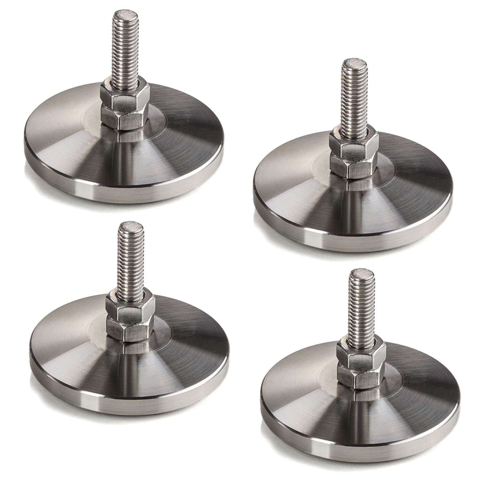 Möbelfuß 4 x Verstellschrauben M8 x 29 mm Ø 59 mm echt Edelstahl