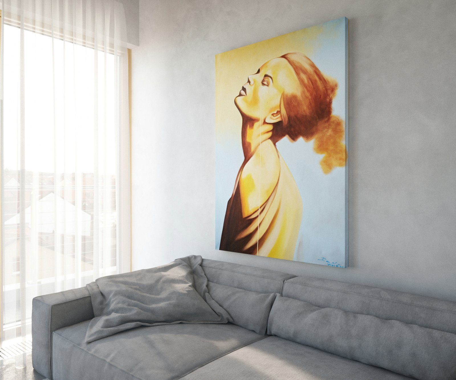 Mehrfarbig auf Young, DELIFE Acryl Leinwand 100x140 Wandbild Woman cm