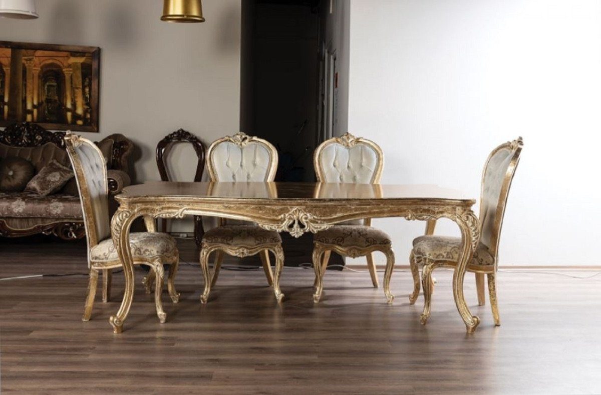 Esstisch - & Casa - Barock Luxus Möbel Massivholz Padrino Prunkvoll Esszimmertisch im Gold Antik Esstisch Edel - Barockstil Barock Esszimmer Handgefertigter