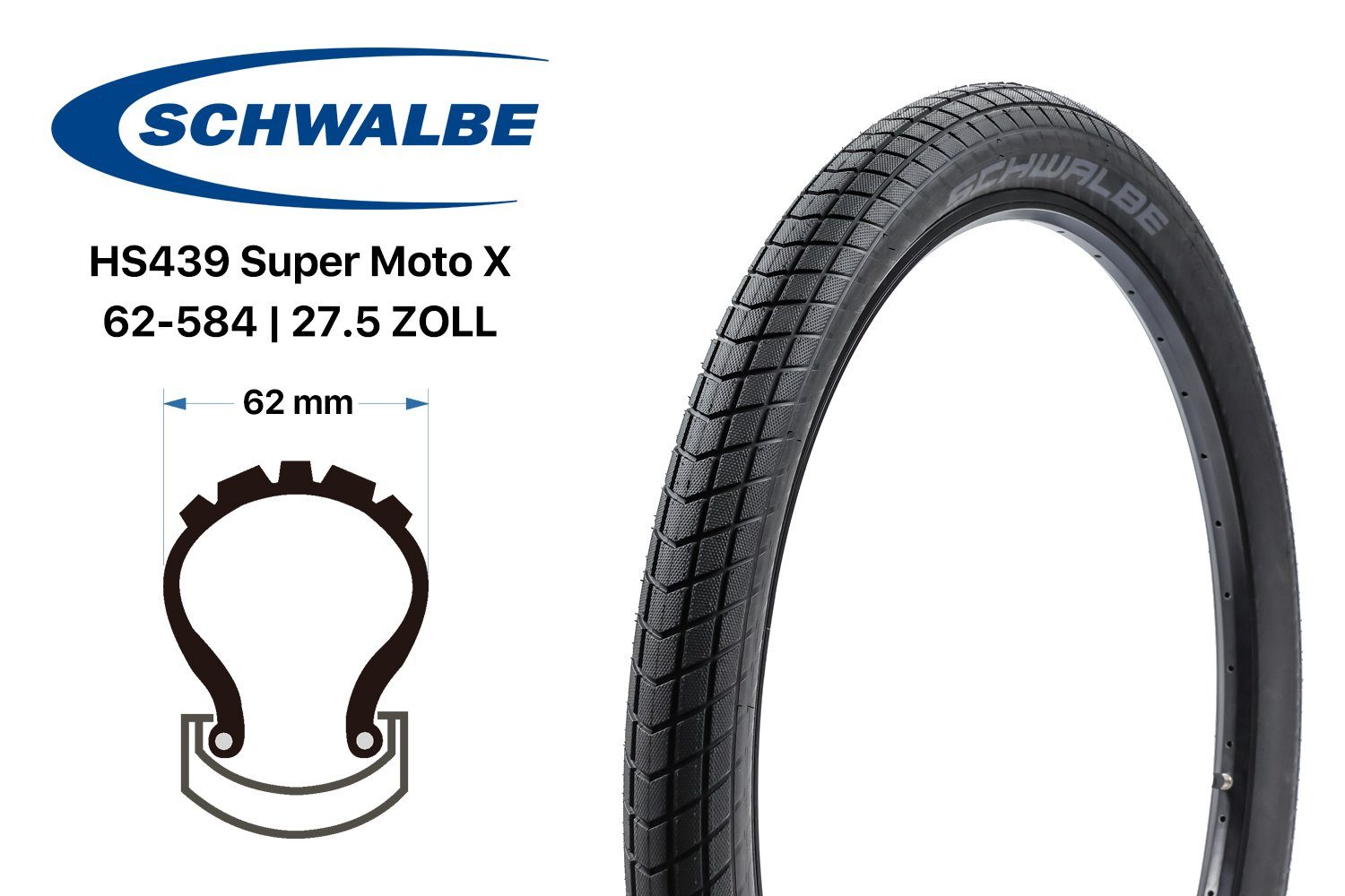 Schwalbe Fahrradreifen 27.5 Zoll Schwalbe Super Moto X 62-584 Fahrrad Reifen 27.5x2.4 bis
