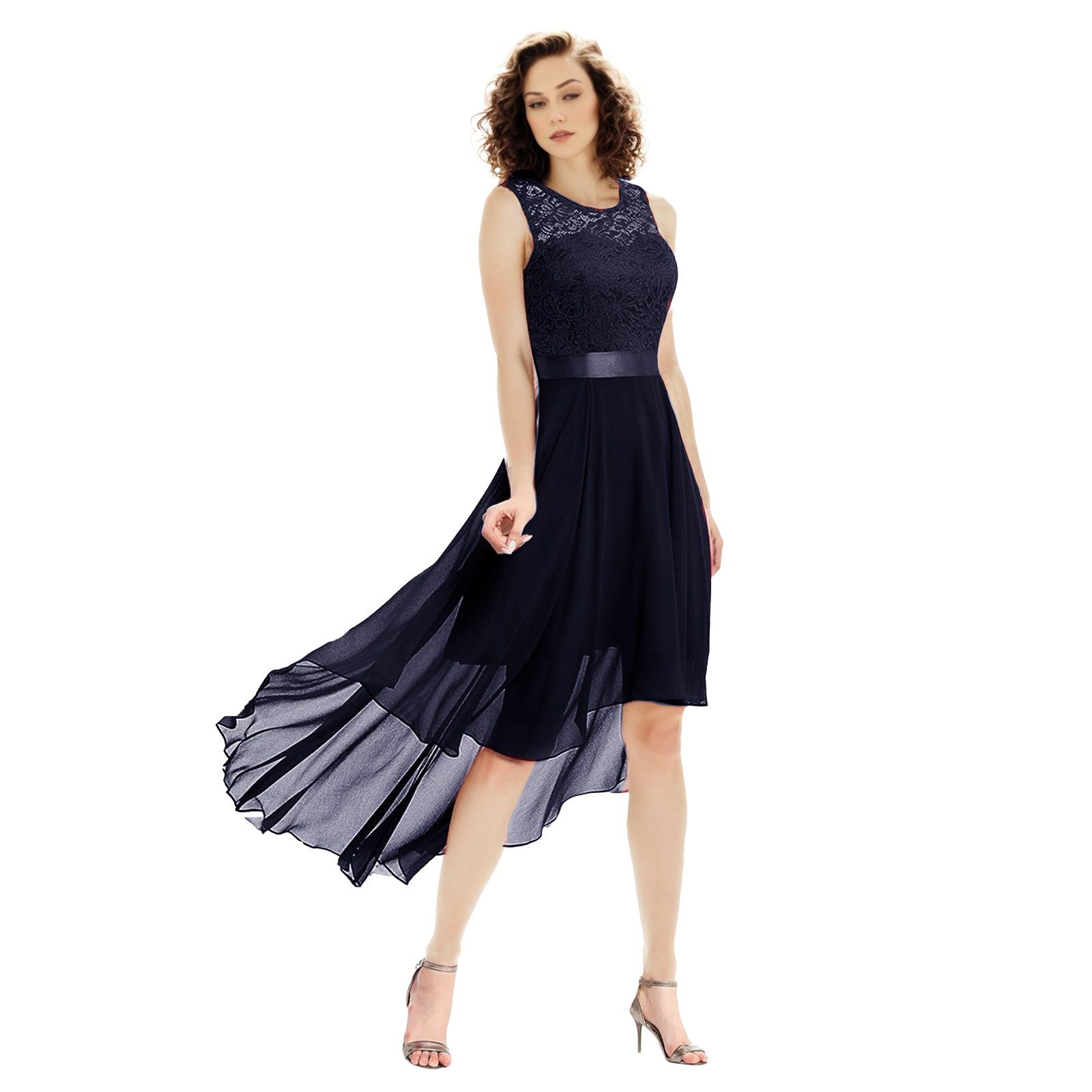 CALIYO Abendkleid Damen Vokuhila Cocktailkleid Abendkleider Elegant für Hochzeit Cocktailkleid Damen Elegant für Hochzeit High Low Elegant Abendkleid