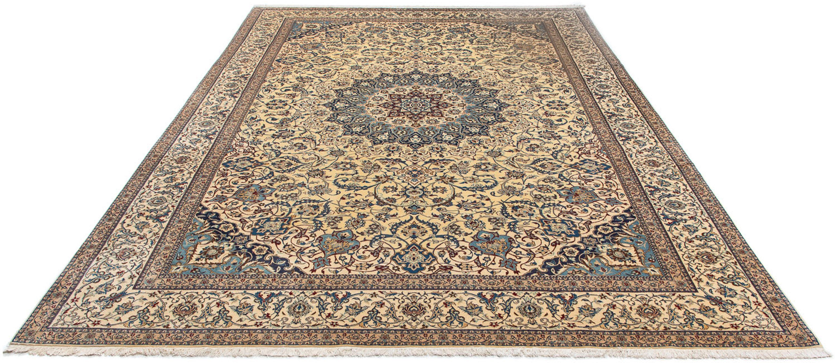 Orientteppich Perser - Nain - 368 x 256 cm - beige, morgenland, rechteckig, Höhe: 10 mm, Wohnzimmer, Handgeknüpft, Einzelstück mit Zertifikat