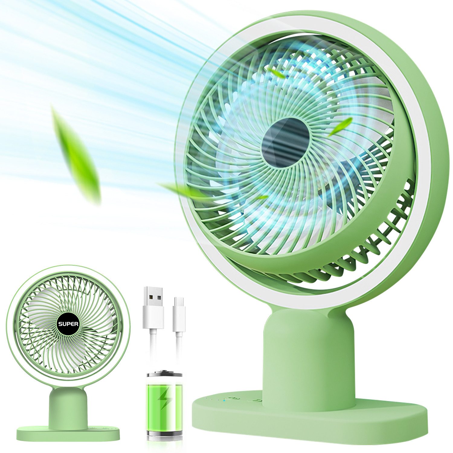Tischventilator Tischventilator Mini USB-Ventilator tragbar Tischventilator mit LED