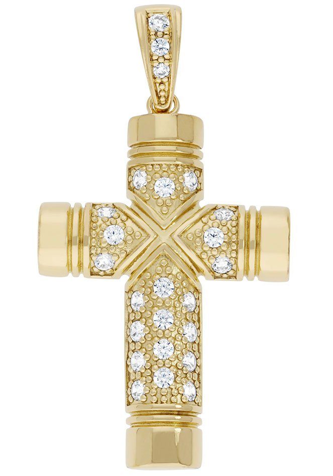 Firetti Kettenanhänger Schmuck Geschenk Silber 925 Halsschmuck Anhänger Kreuz, mit Zirkonia (synth)