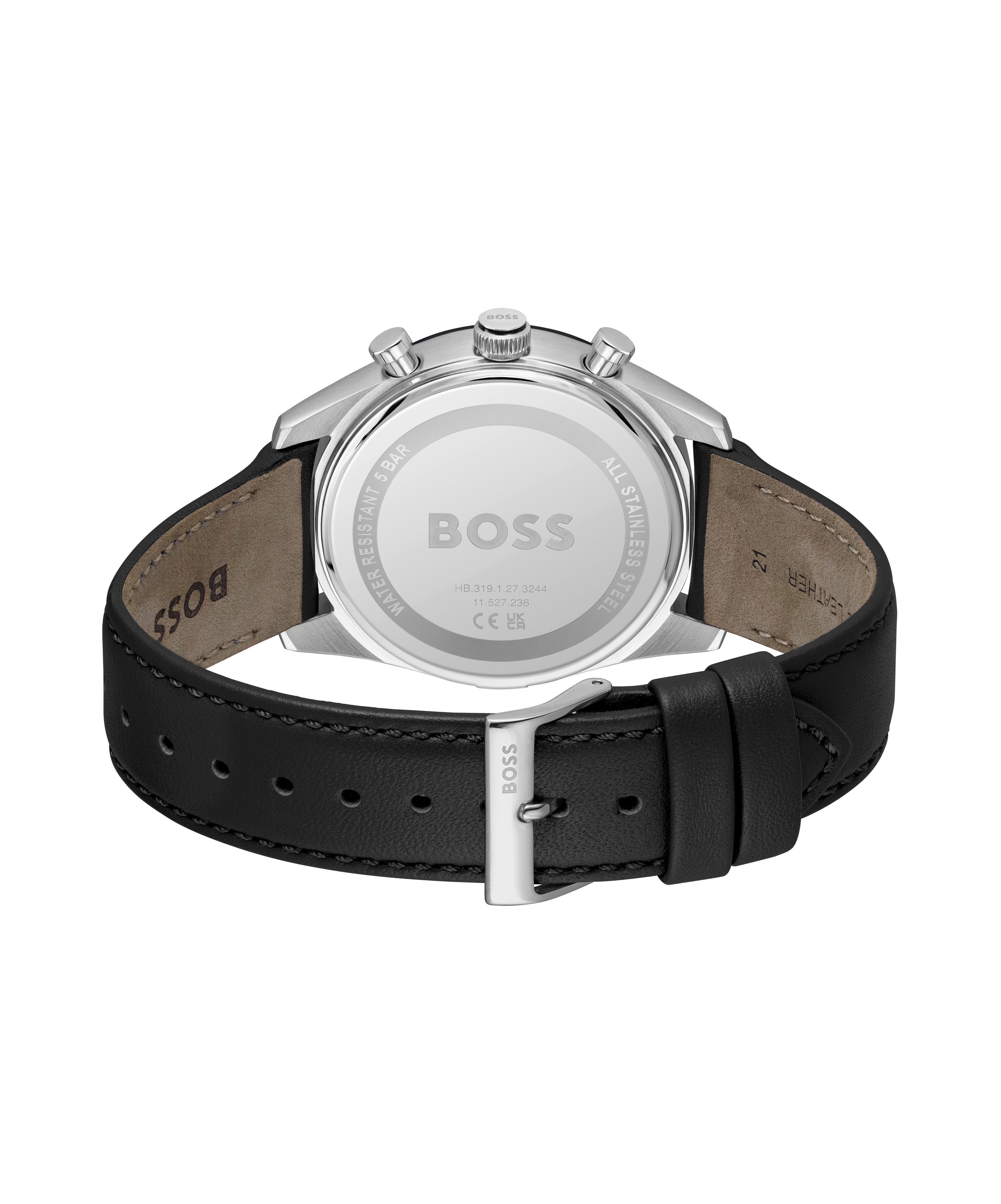 BOSS Multifunktionsuhr TOURMASTER 1514284, Quarzuhr, Armbanduhr, Herrenuhr, Lederarmband, analog, Tag