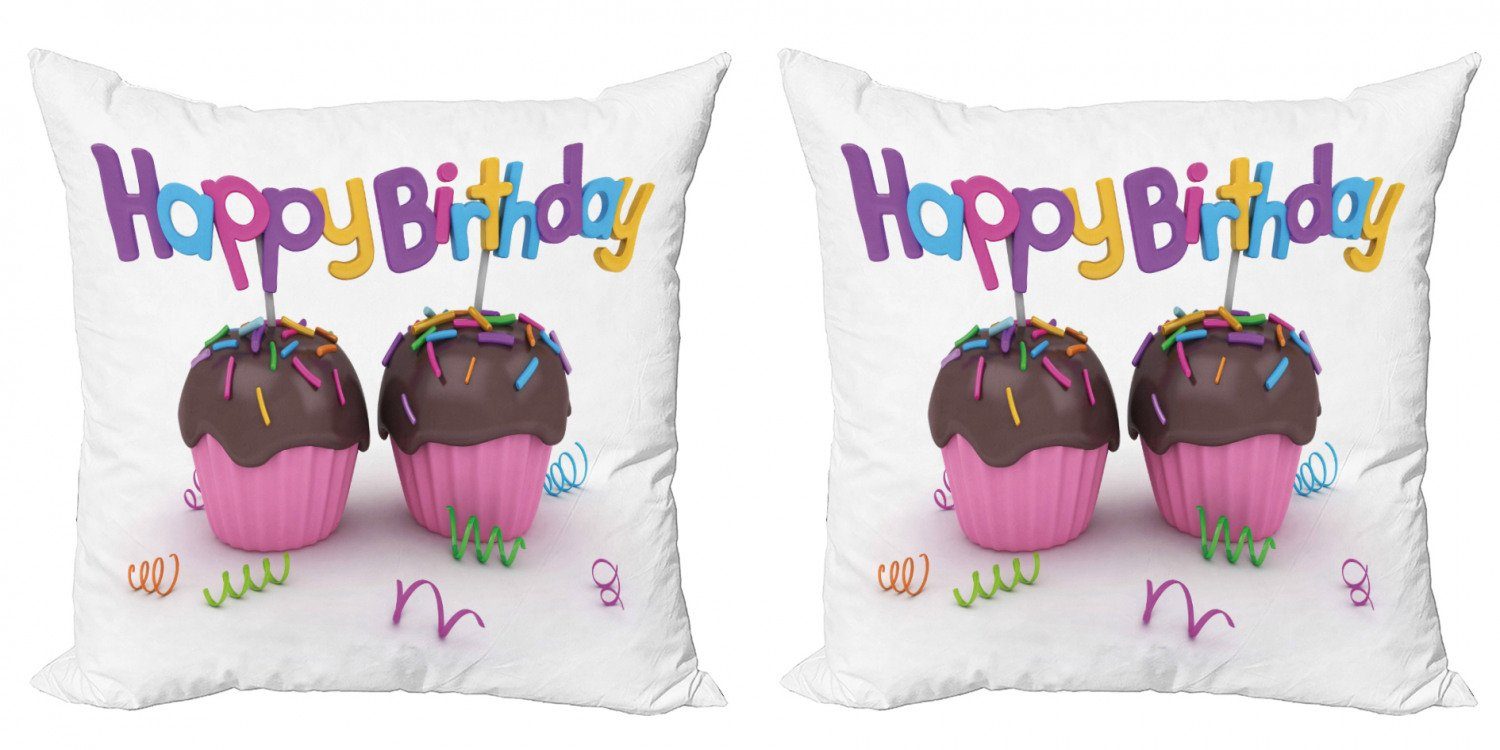 Kissenbezüge Modern Accent Doppelseitiger Digitaldruck, Abakuhaus (2 Stück), Geburtstag Schokoladen Cupcakes