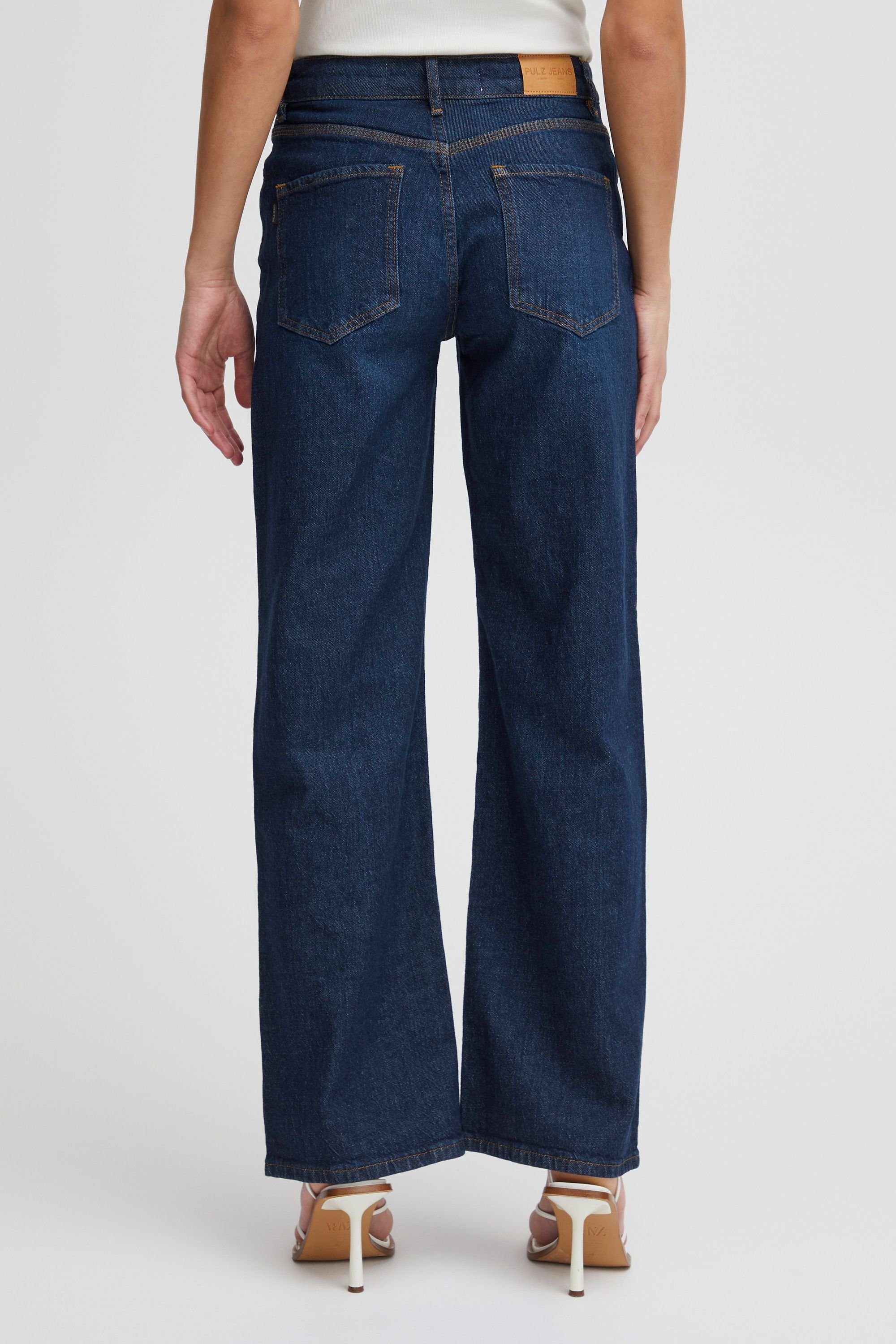 blue PZVEGA Dark Jeans Leg - (200002) Jeans HW Pulz 5-Pocket-Jeans 50207173 Wide denim
