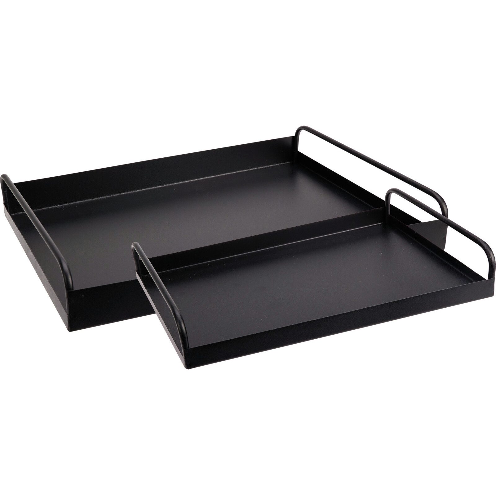 Koopman Dekotablett Tablett Serviertablett Frühstückstablett 2tlg Metalltablett (2 St), 2 Größen, Schwarz, Metall, 37x28cm, 30x20cm