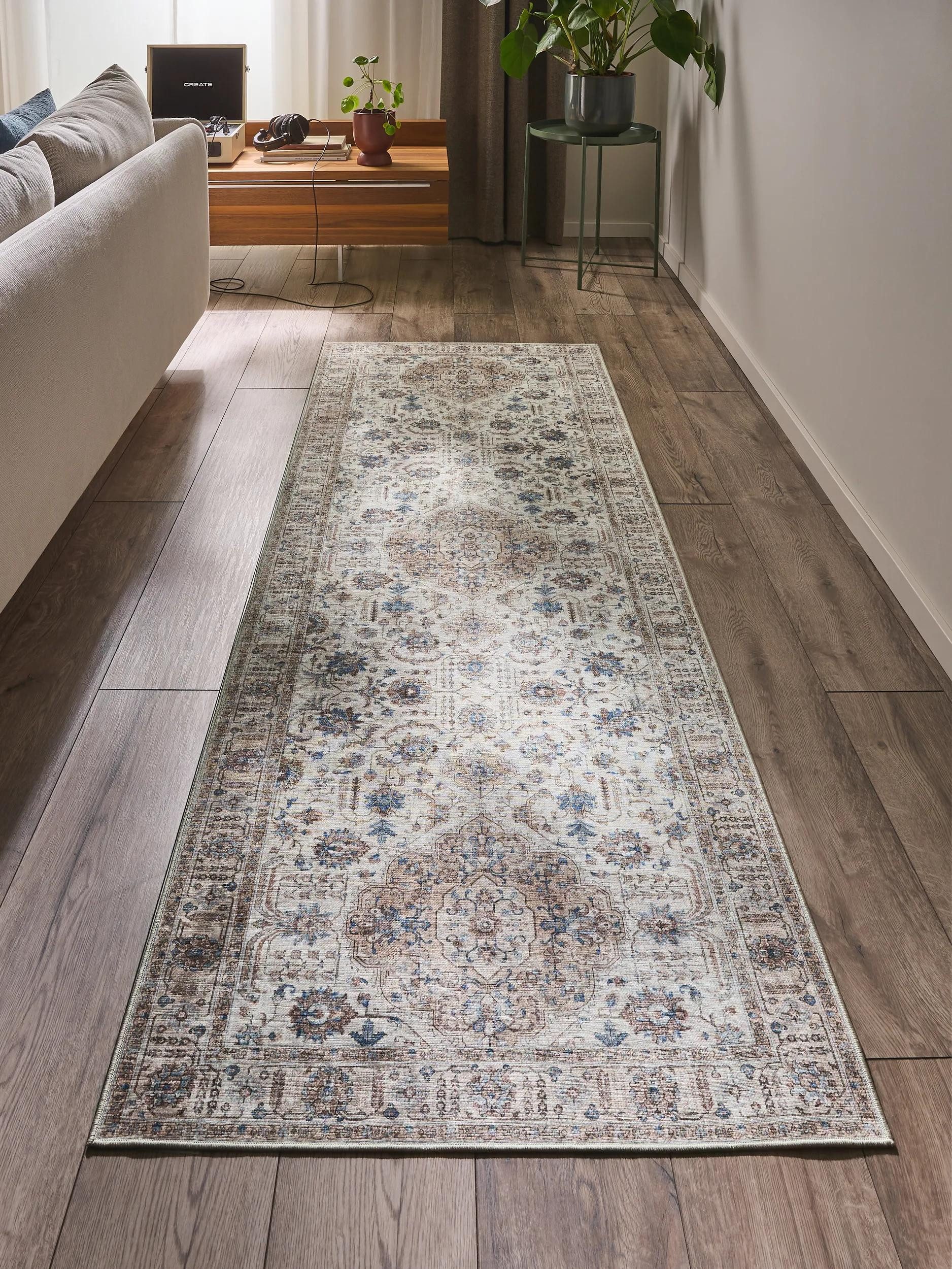 benuta Läufer Laury, rechteckig, Höhe: 5 mm, Teppich Wohnzimmer, Schlafzimmer, Esszimmer, Flur, Kunstfaser, Cozy
