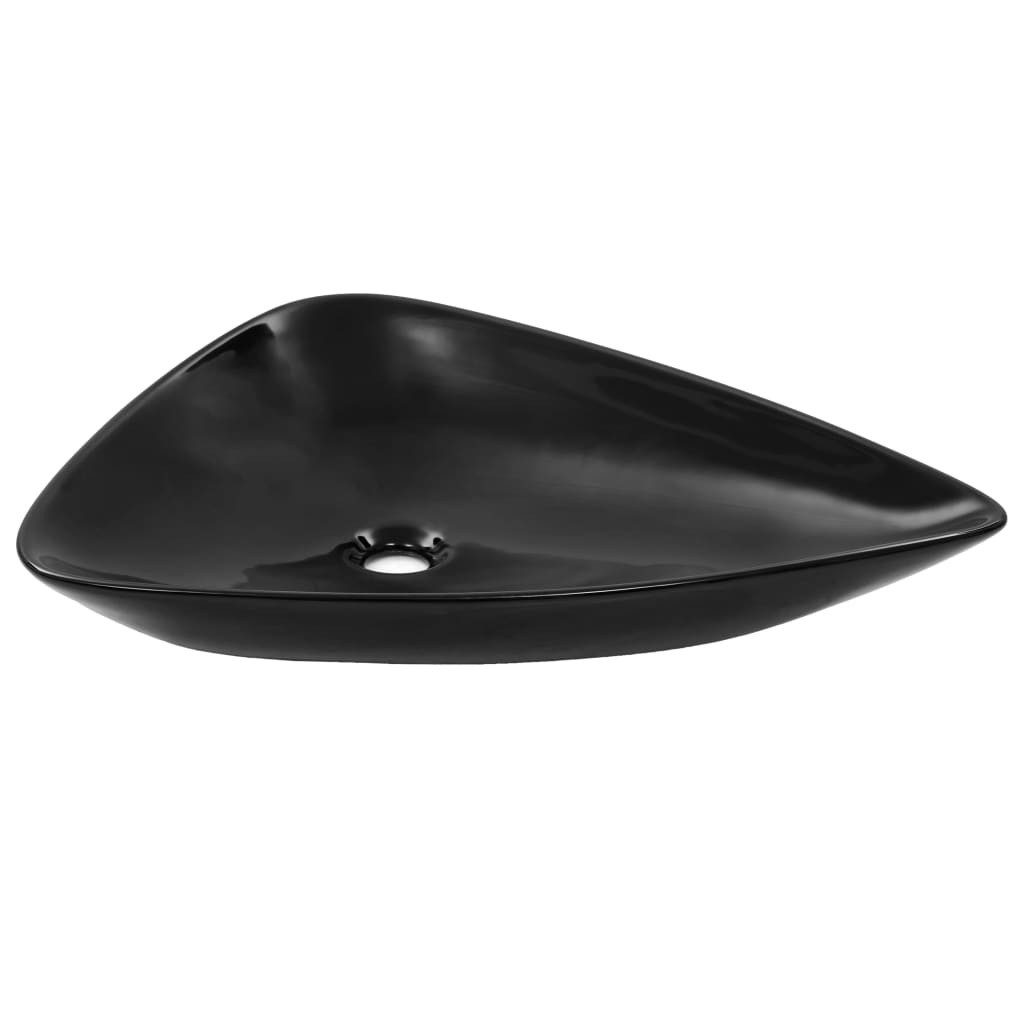 vidaXL Waschbecken Waschbecken Keramik Dreiecksform Schwarz günstig online kaufen