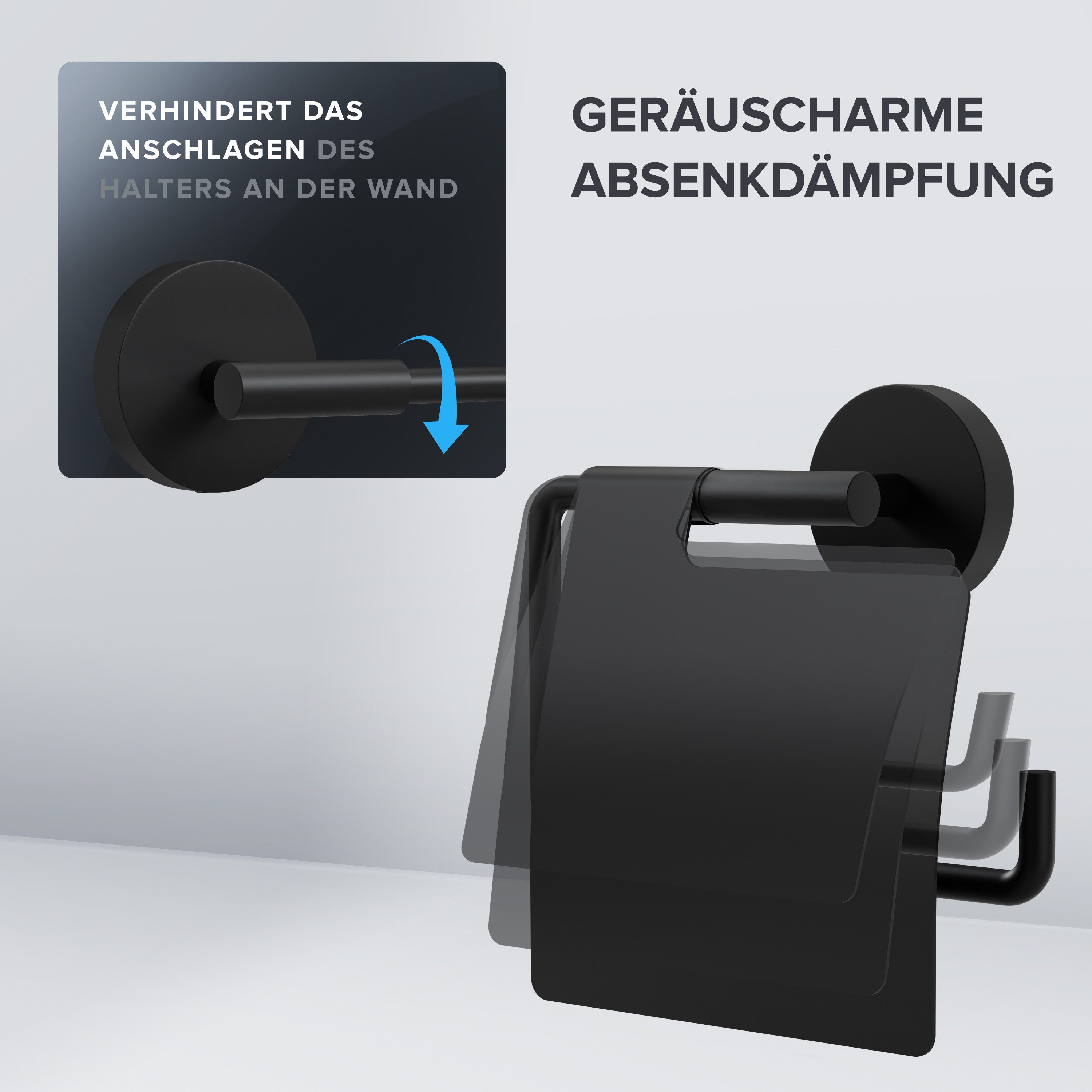 ovimar Toilettenpapierhalter Heroya (1-St), aus Edelstahl in Schwarz zur Zu günstig online kaufen