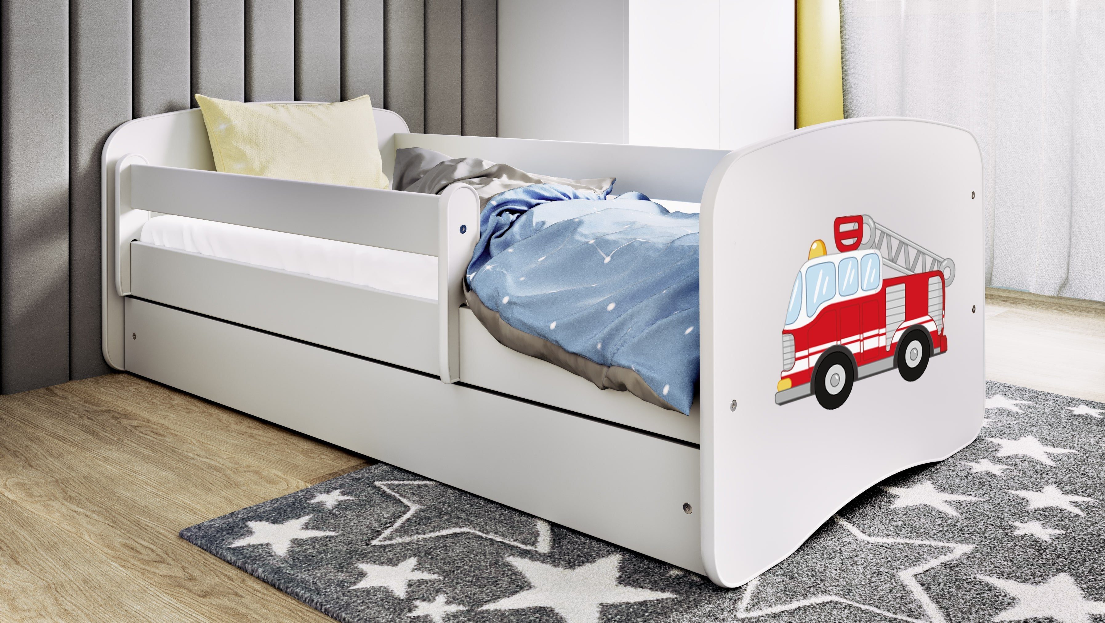 Bjird Kinderbett Babydream 180x80 cm 160x80 cm 140x70 cm (optional mit Matratze, mit Schublade Rausfallschutz und Lattenrost), verschieden Farben und Varianten für Mädchen und Jungen