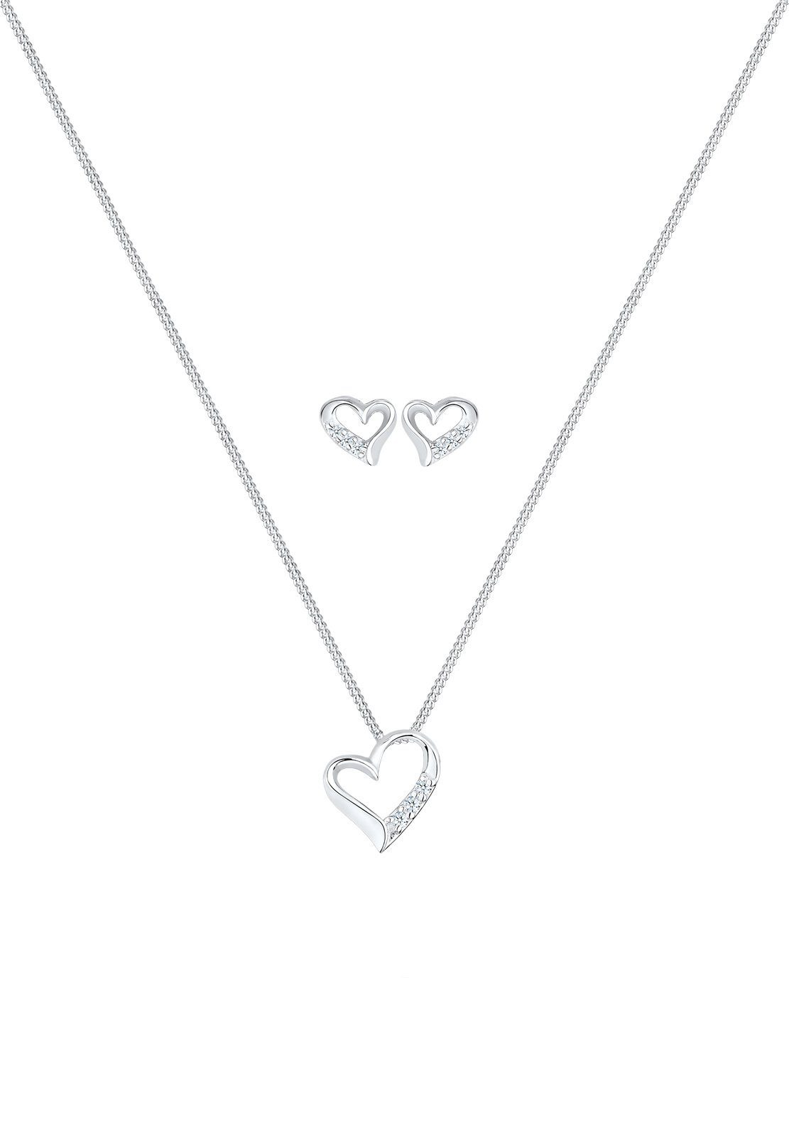 Elli DIAMONDS Schmuckset Set mit Herz Diamant Weiß (0.075 ct) 925 Sterling günstig online kaufen