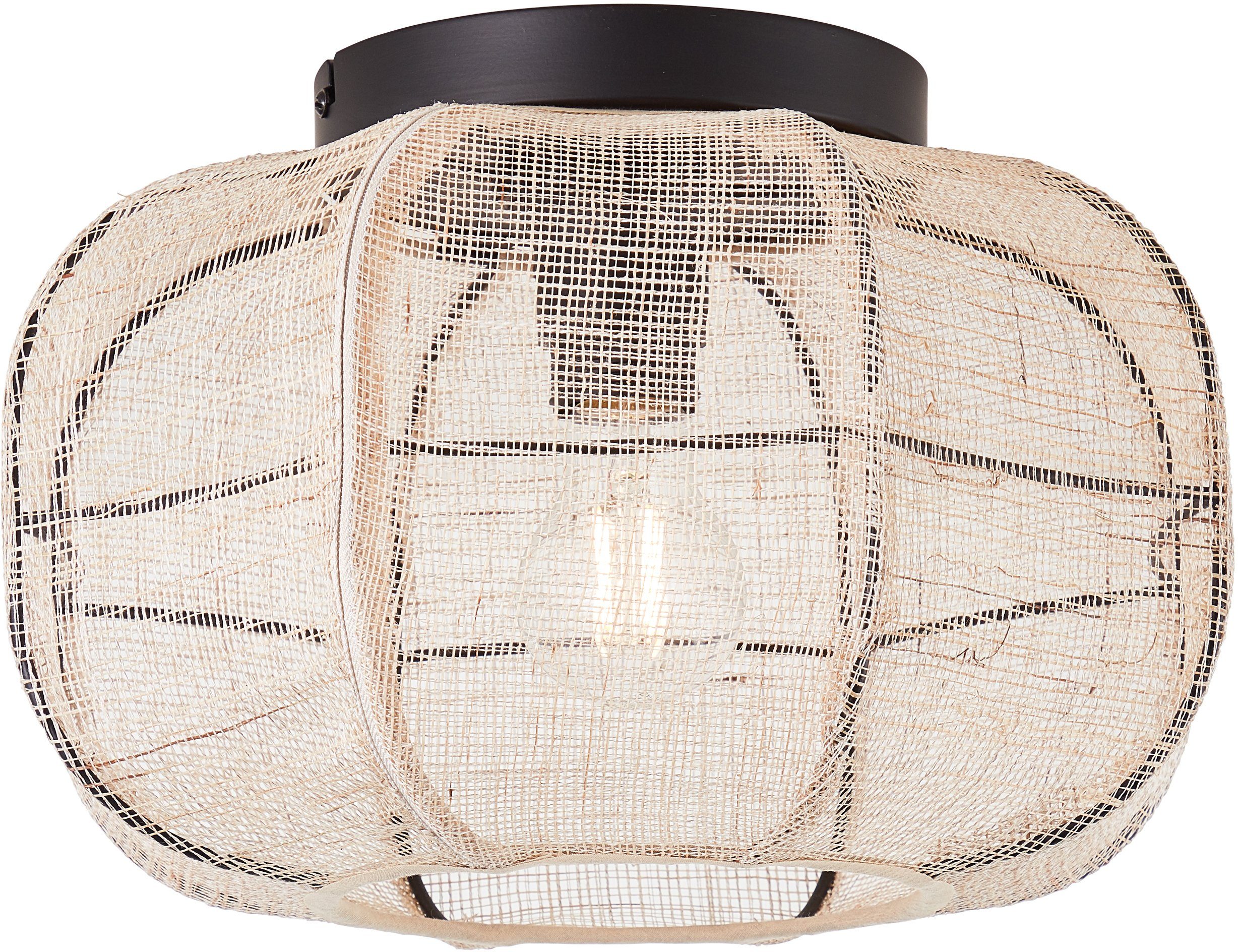 Ausverkauf Home affaire ohne Textil Durchmesser, - Schirm Deckenlampe 33cm Leuchtmittel, Rouez, Deckenleuchte aus schwarz/natur mit
