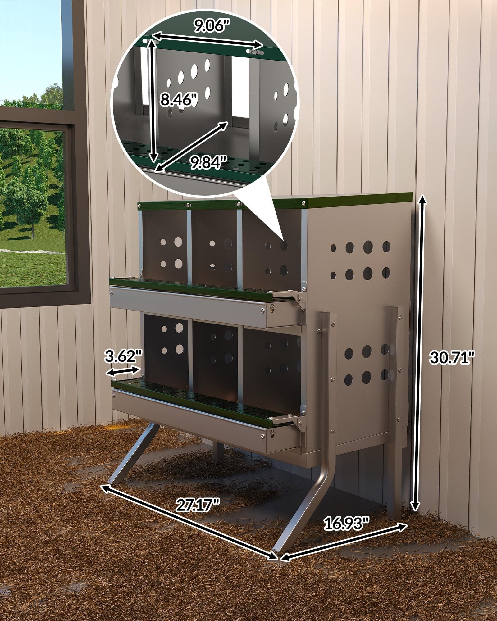 GarveeMore Legenest Nistkasten Hühnernest mit 6 Abteile Auffangschalen Hühnerstall