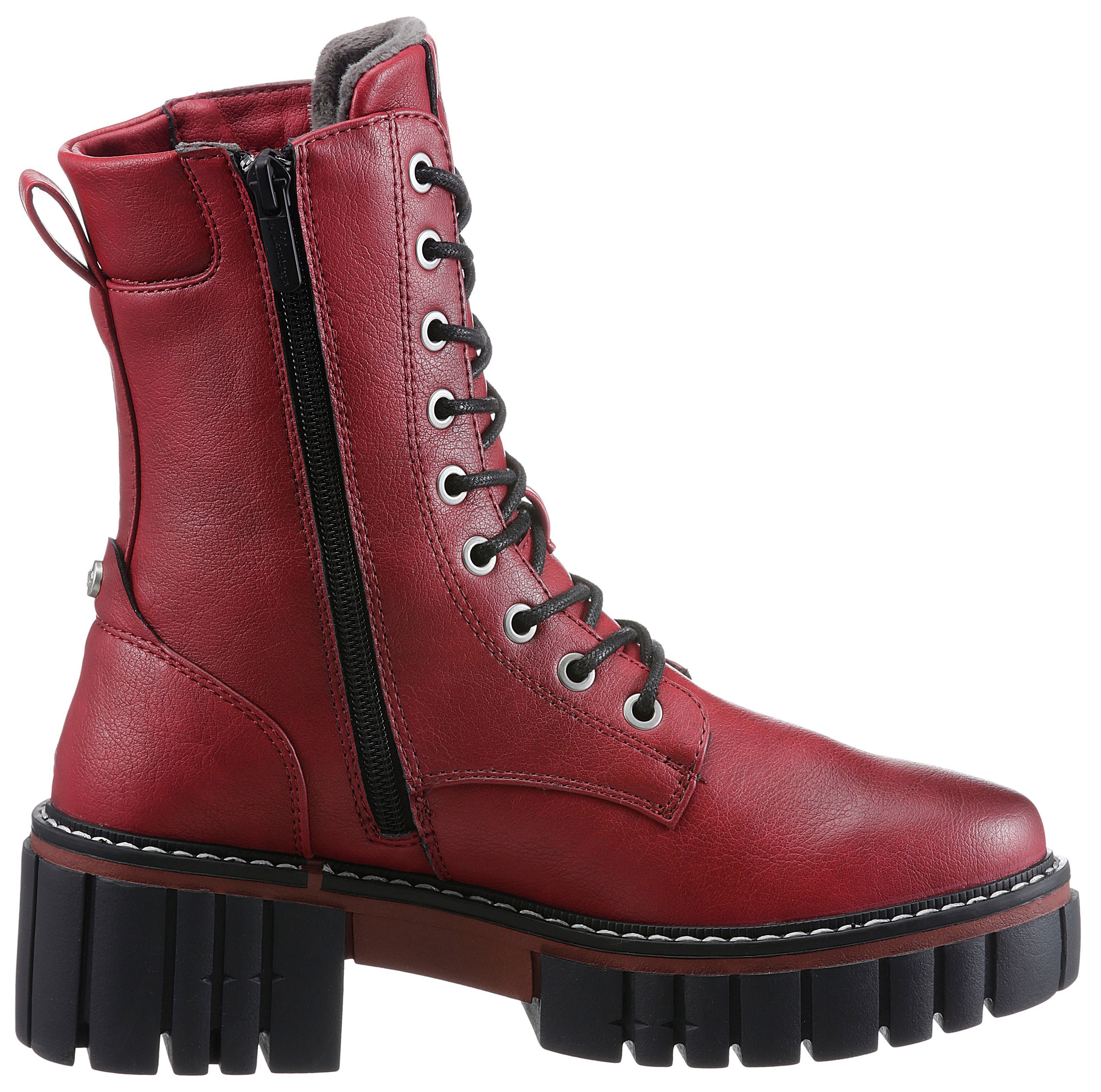 mit Schnürboots Shoes Profilsohle rot Mustang