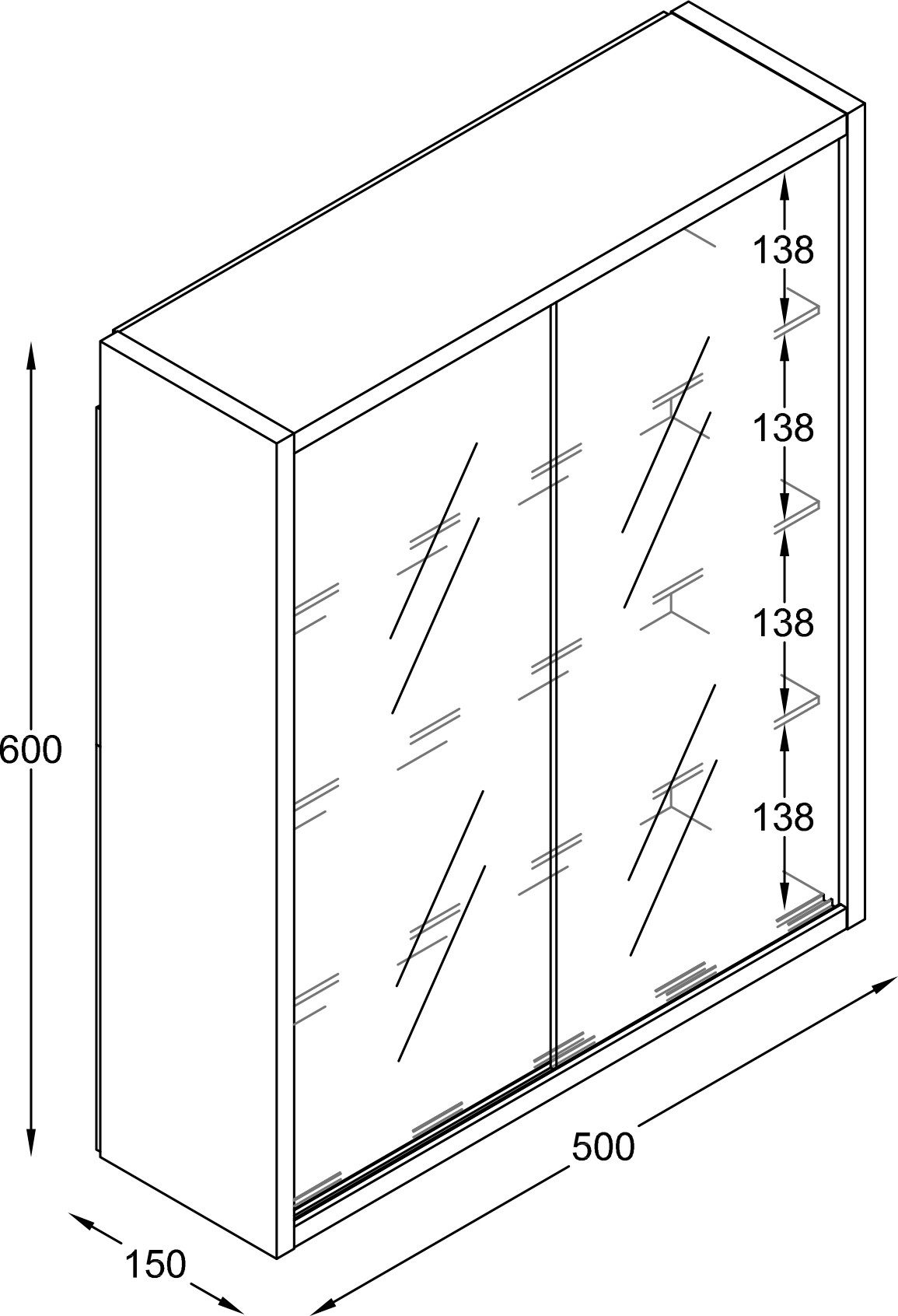 VCM Hängevitrine Drivalo B. 50 x T. 15 x H. 60 cm Präsentation und Aufbewahrung von Sammlerstücken, Wohnzimmer oder Büro – Bild 4 von 4