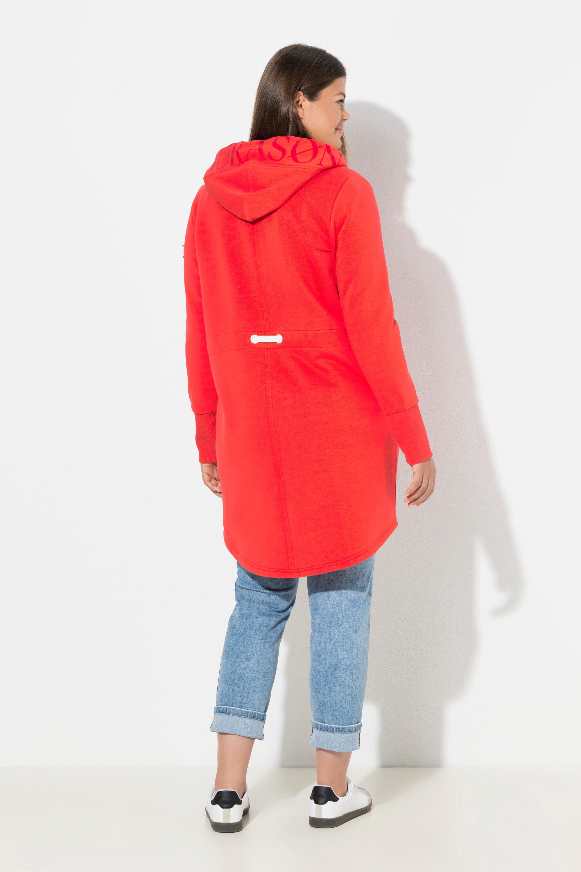 Laurasøn Sweatjacke Sweatjacke lang geschnitten Kapuze Langarm – Bild 3 von 4