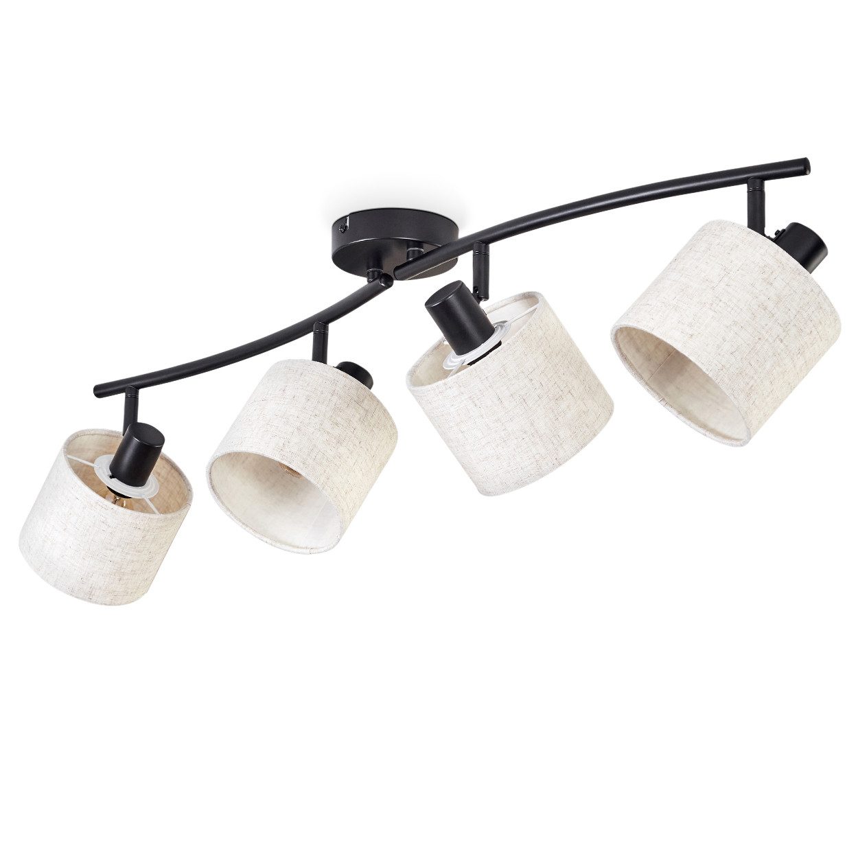 Deckenleuchte moderne Deckenlampe aus Metall/Stoff in Schwarz/Beige