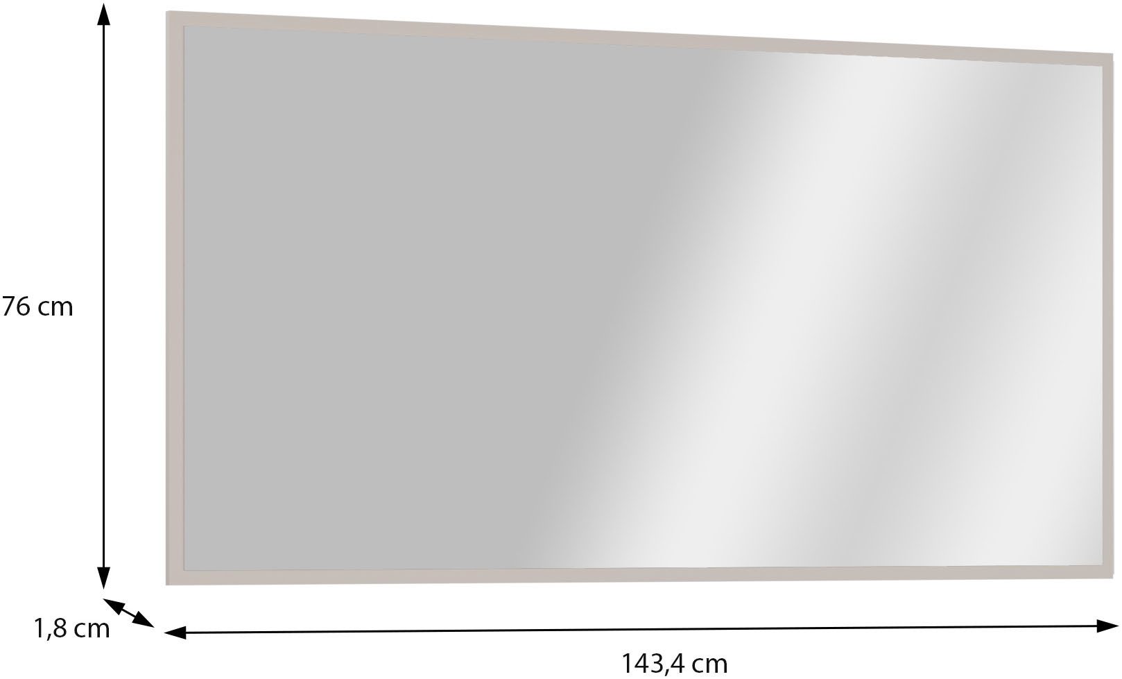 FORTE Garderobenspiegel Alice Springs, B/H/T 143,4/76/1,8 cm, Wandmontage – Bild 4 von 5