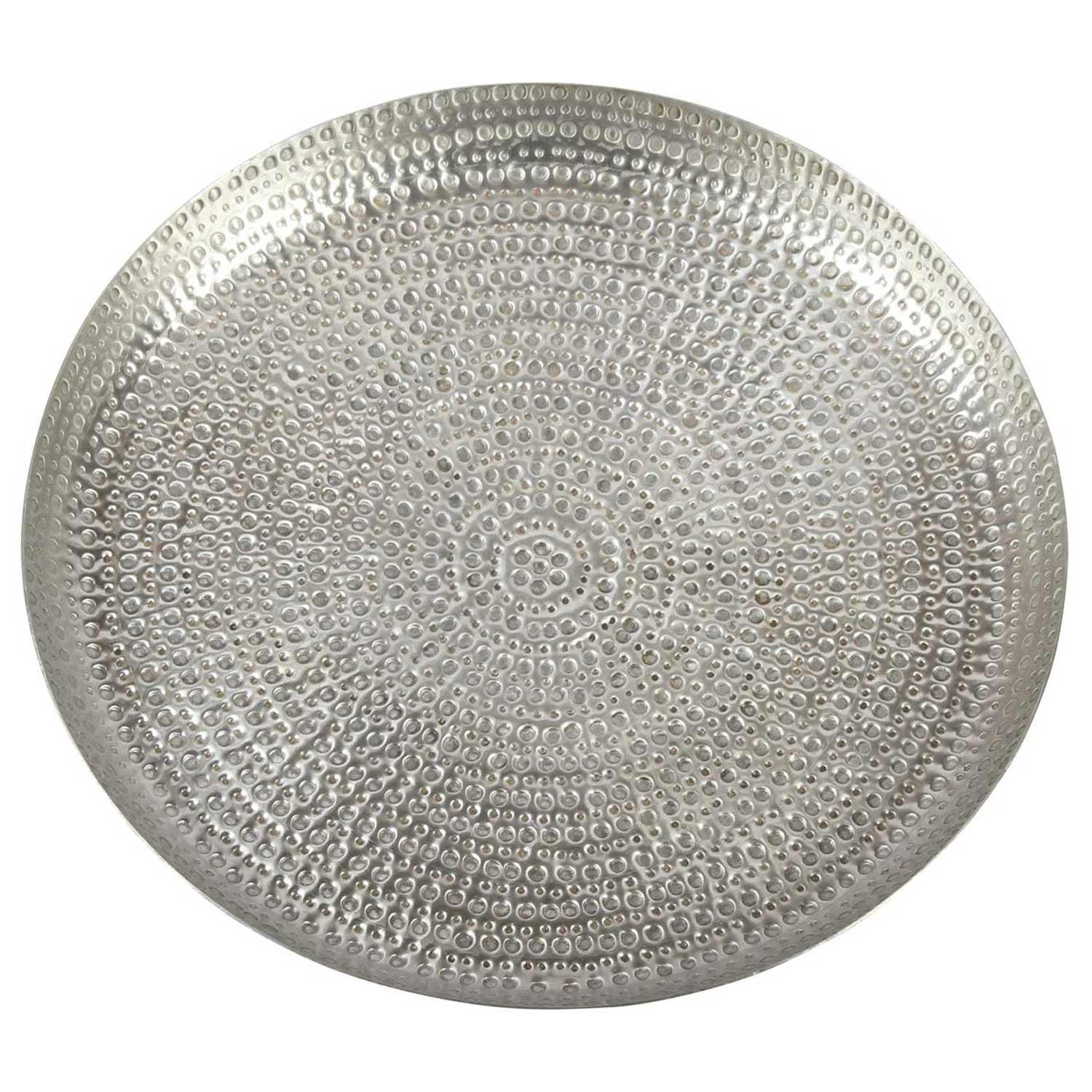 Serviertablett Aluminium, Silber cm Chic Boho Tablett 38 Teetablett Casa Zana Moro Hammerschlag-Optik, Orientalisches Ø Dekotablett), rundes mit (Weihnachtsdeko,