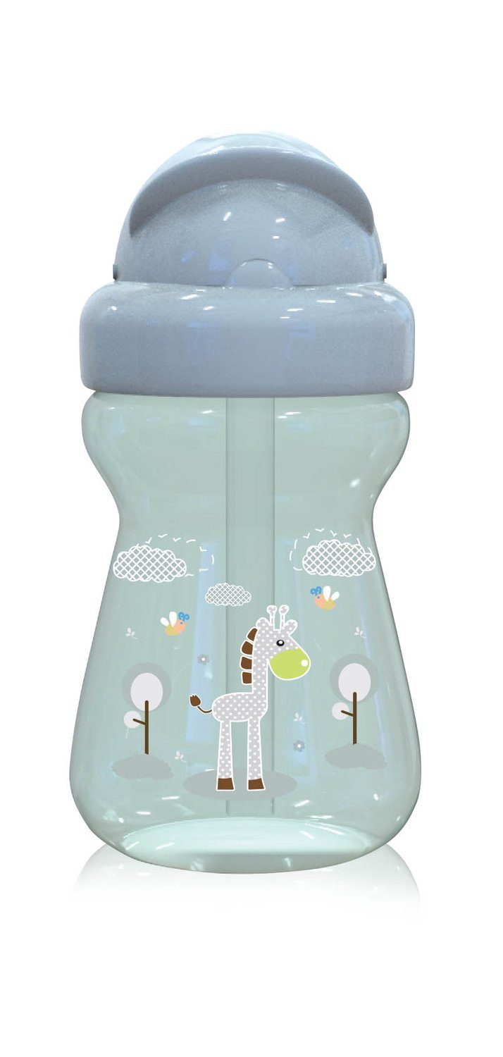 Baby Care Trinkflasche Trinkflasche Mini grün Deckel Tiere, 200 Strohhalm, Kinder ml, Sport-Sipper