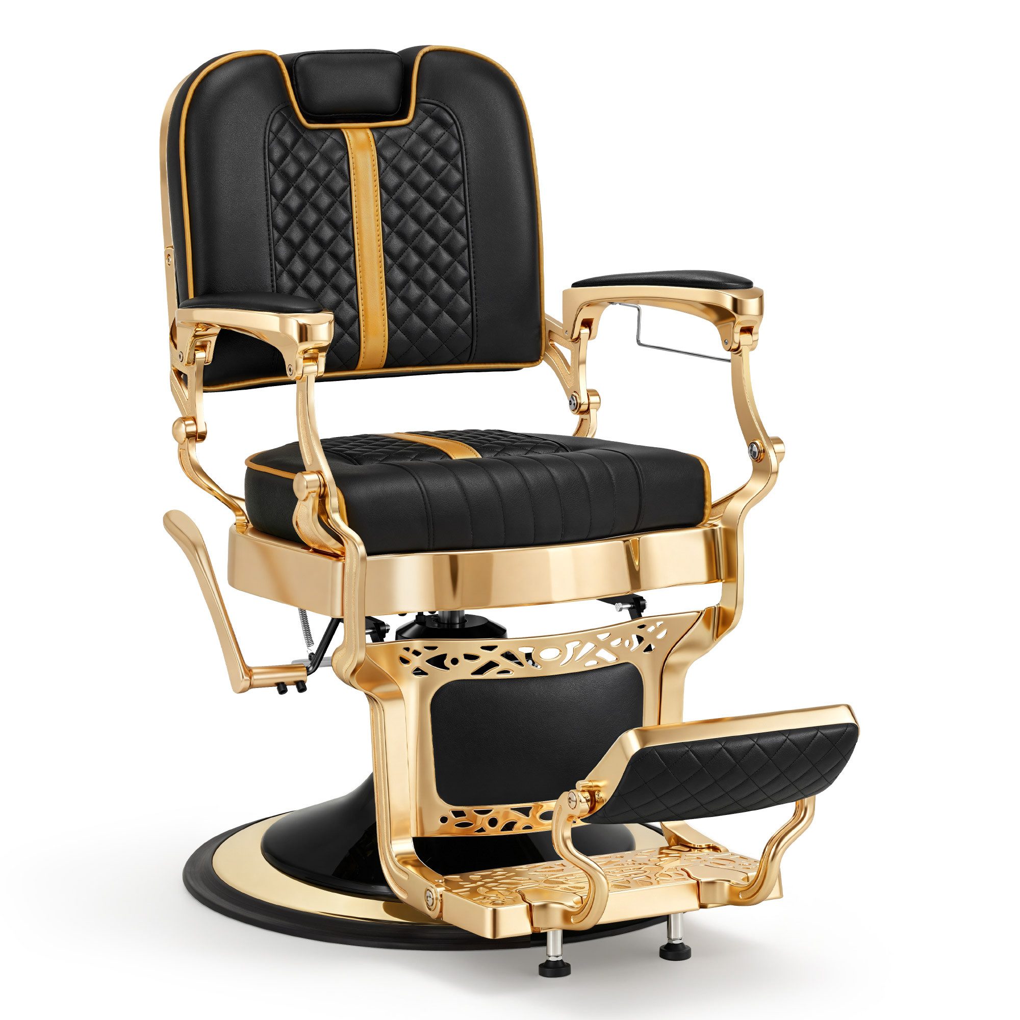 Barberpub Stuhl BarberPub Friseurstuhl Hydraulische Friseursessel 2965 (Gold-Schwarz)