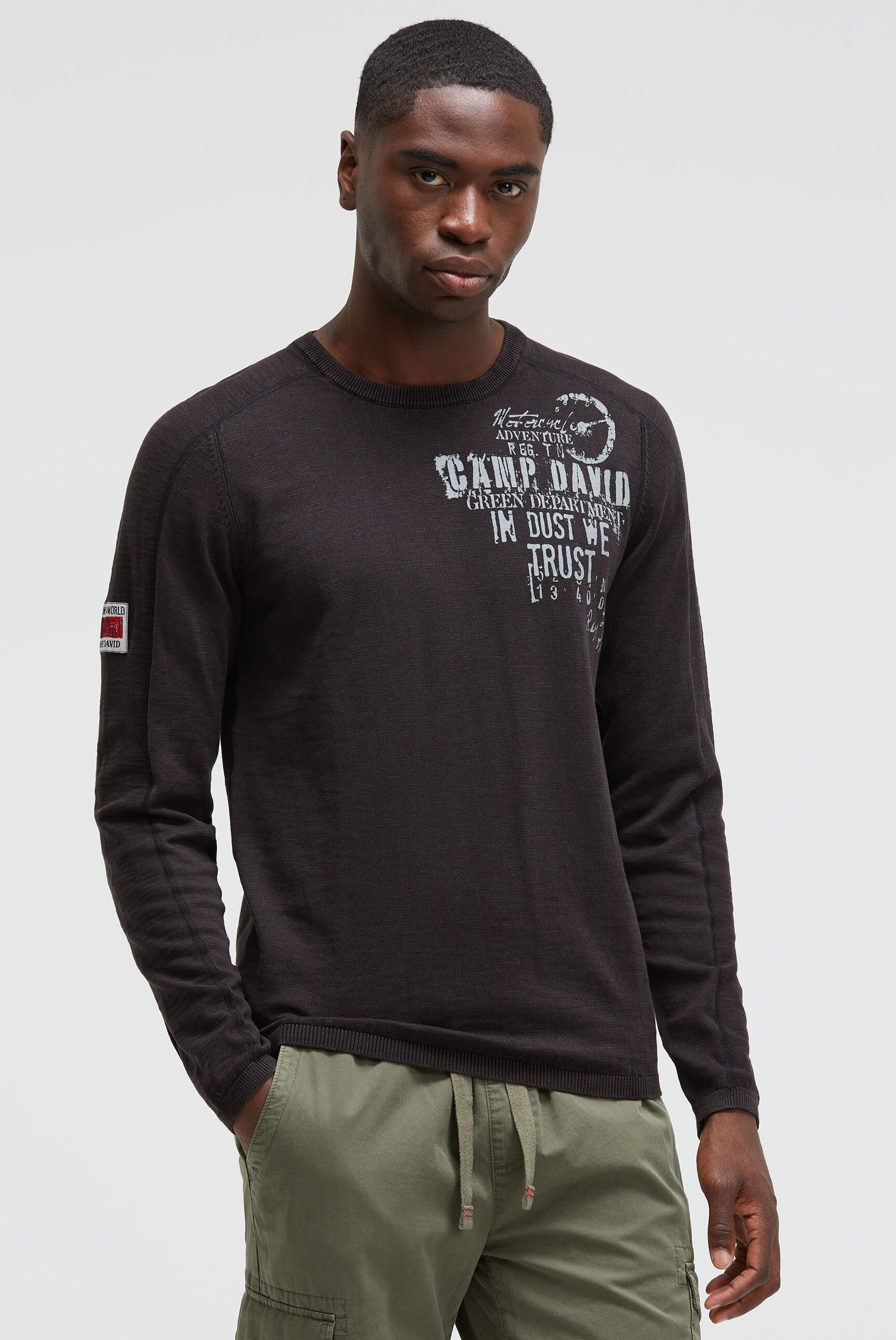 CAMP DAVID Rundhalspullover aus Baumwolle günstig online kaufen