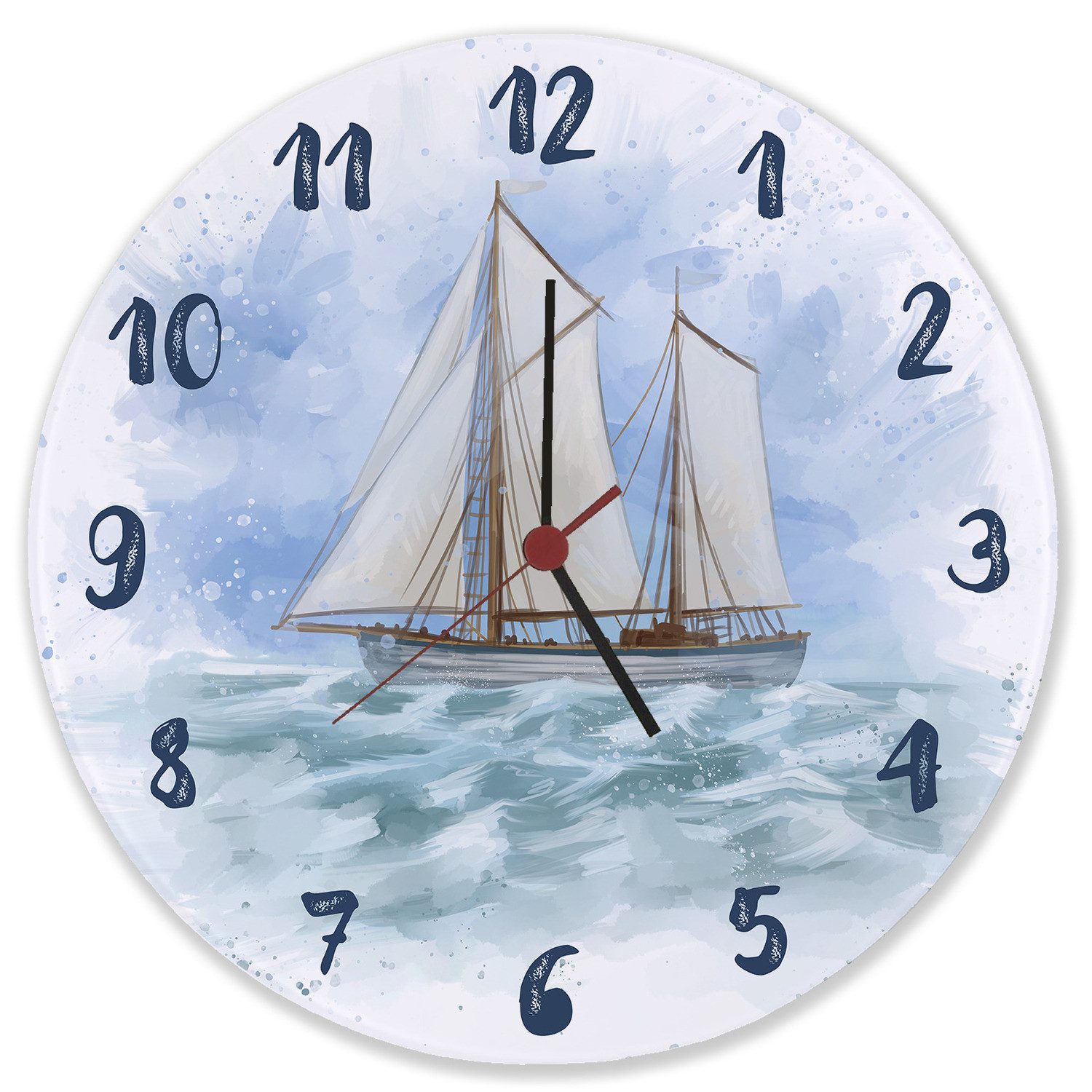 speecheese Wanduhr Segelschiff Wasserfarbenoptik Wanduhr aus günstig online kaufen