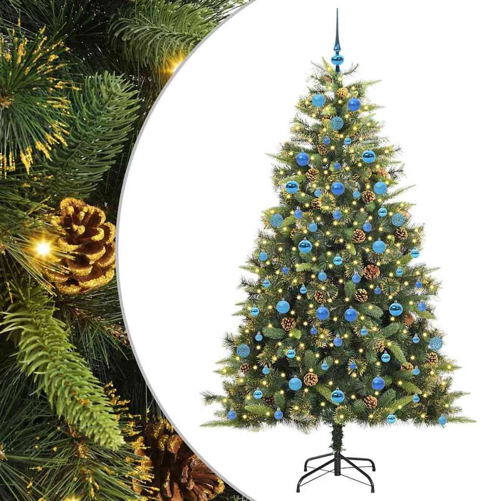 vidaXL Künstlicher Weihnachtsbaum Künstlicher klappbarer Weihnachtsbaum mit Tannenzapfen 210 cm