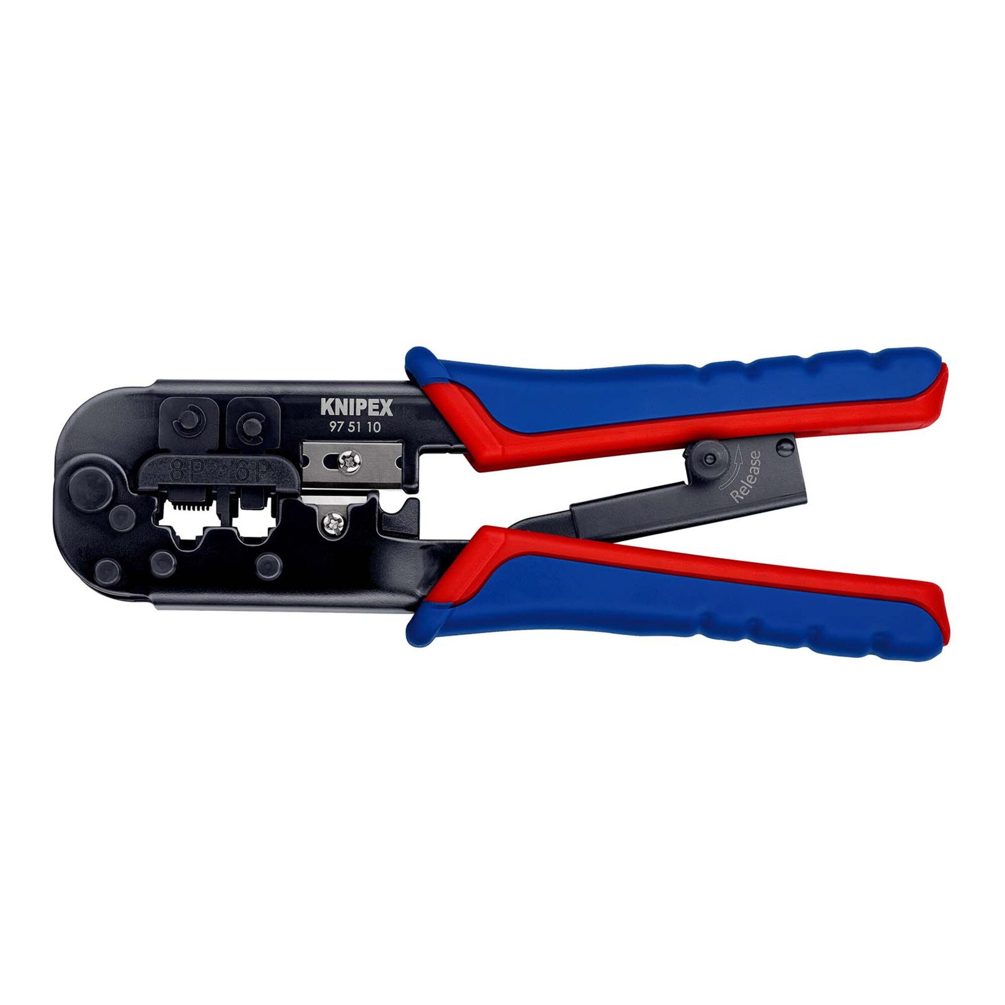 Knipex Crimpzange KNIPEX 97 51 10 Crimpzange für Westernstecker mit Mehrkomponenten-Hüll