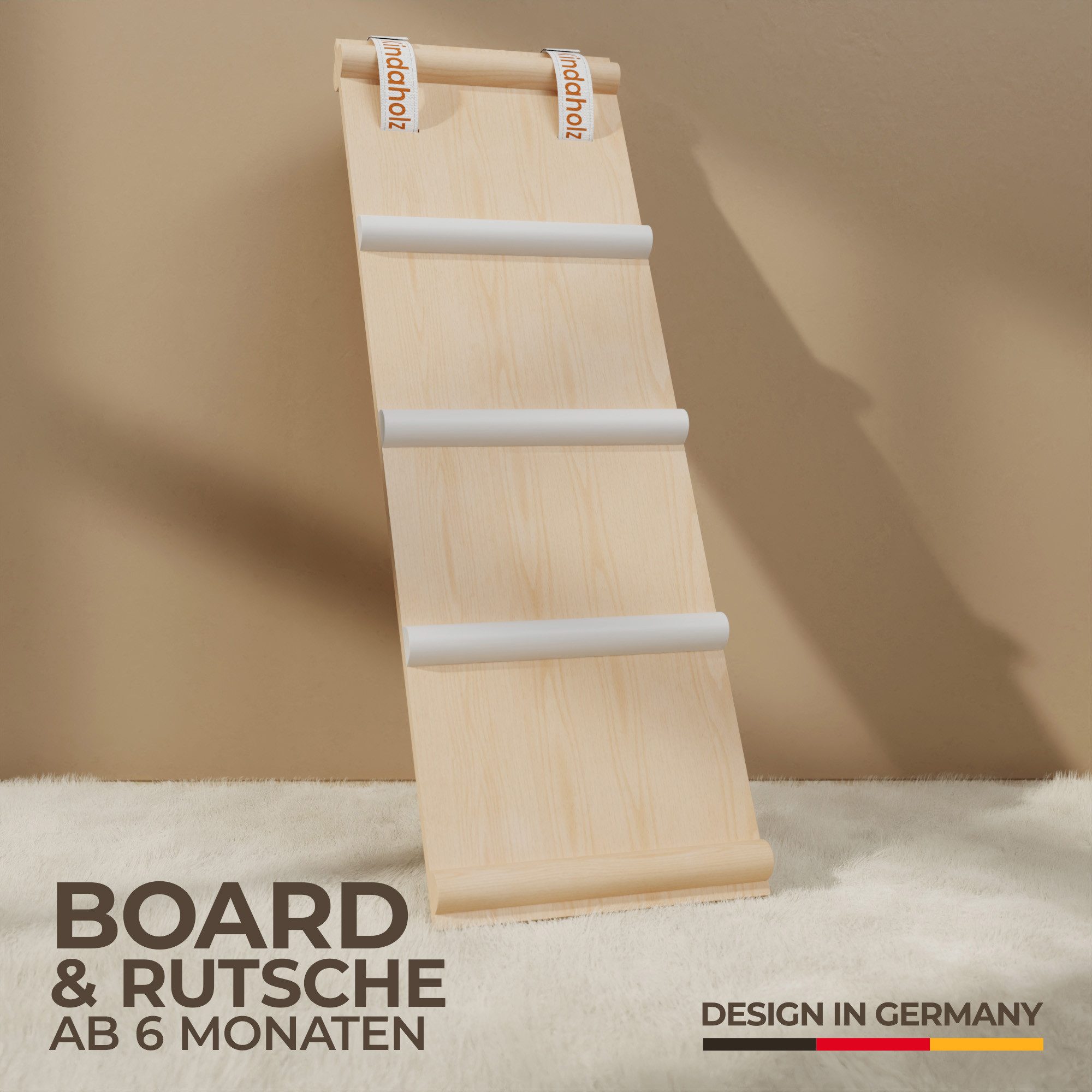 Kindaholz Klettergerüst Pikler-Kletterdreieck + Kletterbogen + 2-in-1-Rutsche