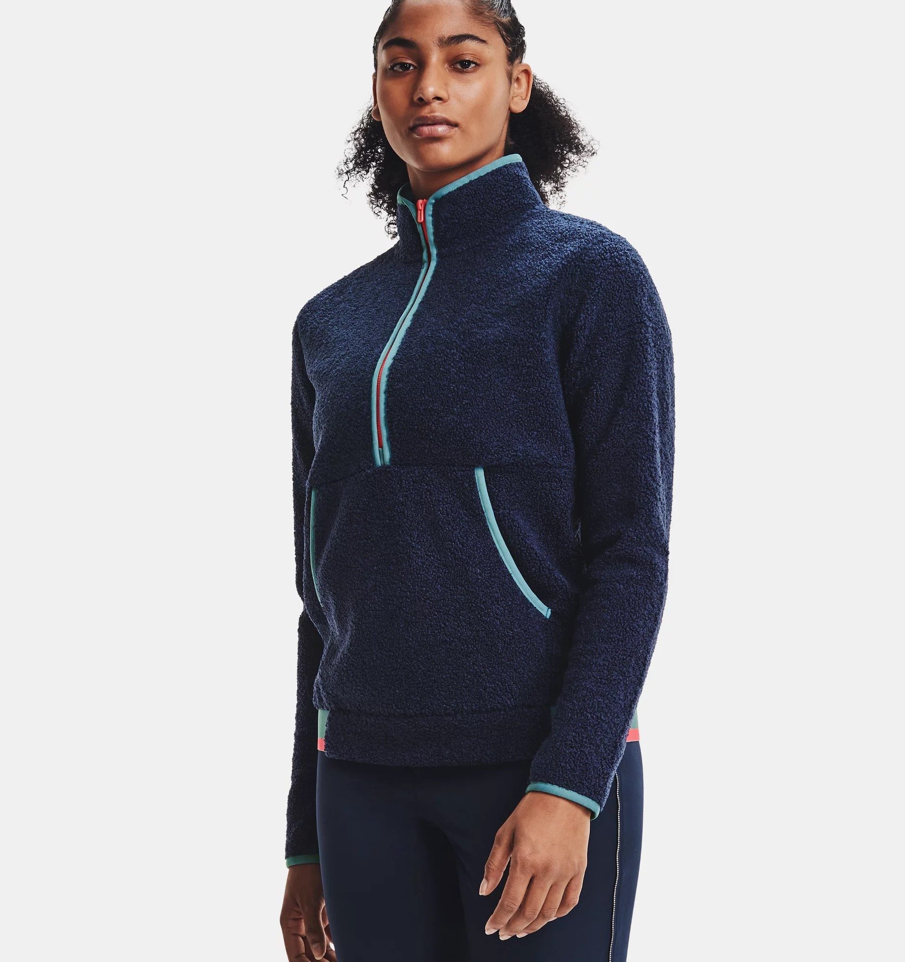 Under Armour® Trainingspullover Under Armour Golf Pullover Pile ½ Zip Navy Damen