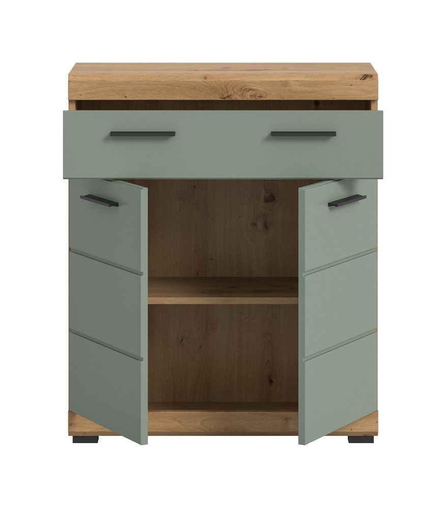 xonox.home Hochschrank Standschrank breit Scout, mit Schubkasten, Salbei / Artisan Eiche (1-St) Badmöbel, Badkombination