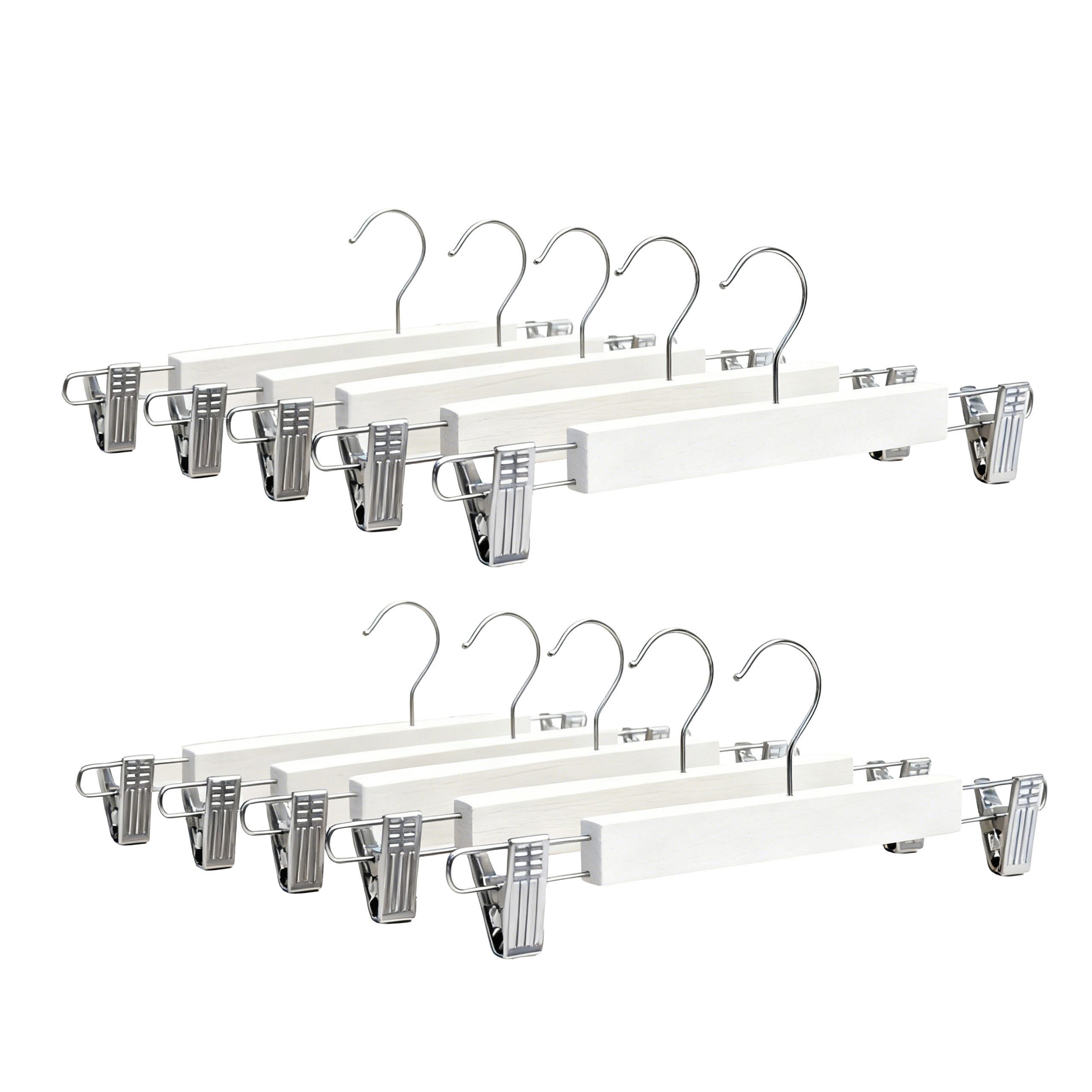 relaxdays Rockbügel Hosenbügel Holz 10er Set, weiß, 10er-Pack