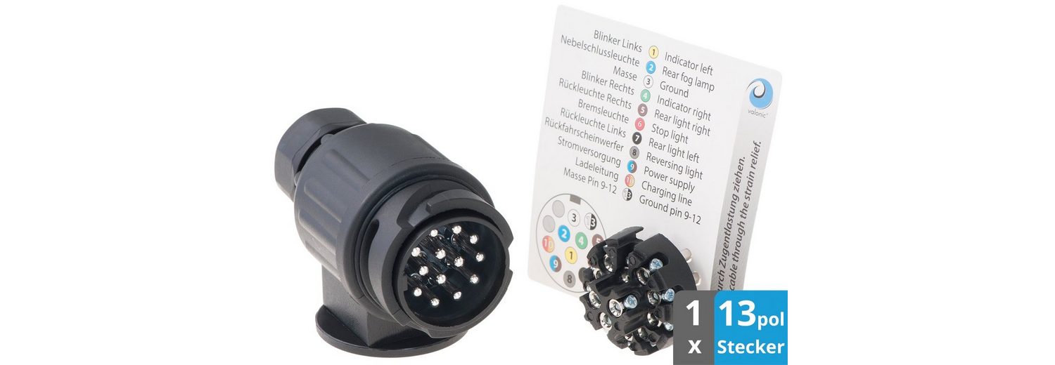 valonic »Anhänger Stecker, 13 polig, VerkabelungsSchablone« AnhängerAdapter 13 polig zu
